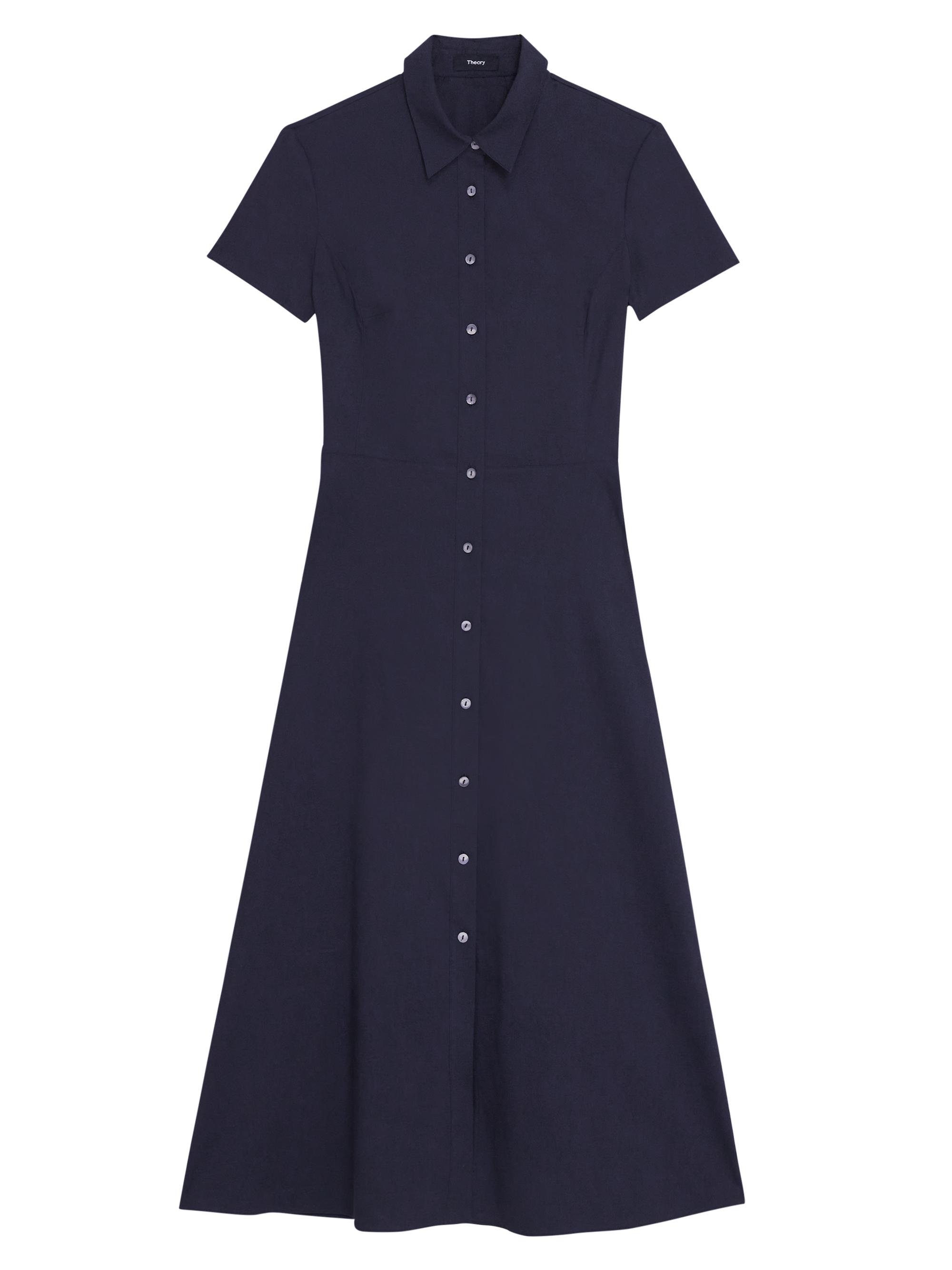 Theory Women's Linen-Blend Midi-Shirtdress - Concord