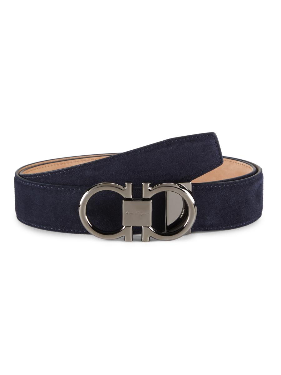 アクセサリーその他 FERRAGAMO BLACK AND SILVER LEATHER BELT Salvatore Ferragamo Gancini Silver Diamond Finish Buckle