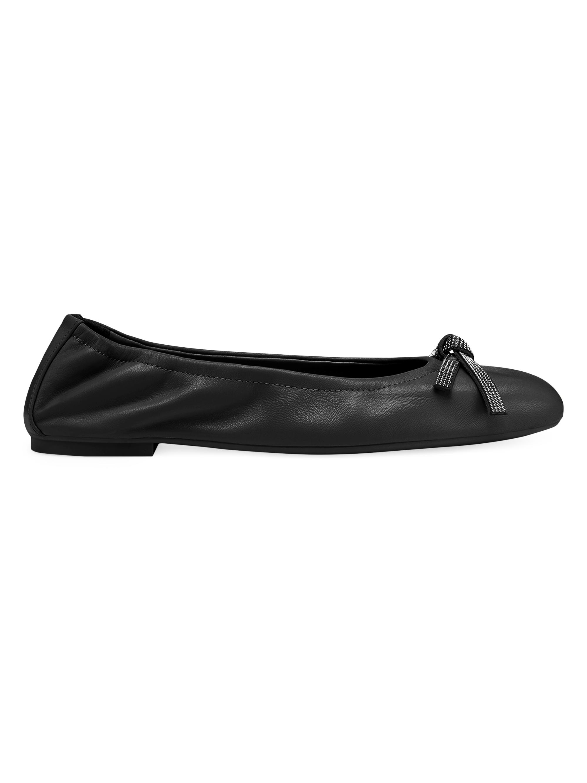 Stuart Weitzman Bow Leather Ballet Flats Saks Fifth Avenue