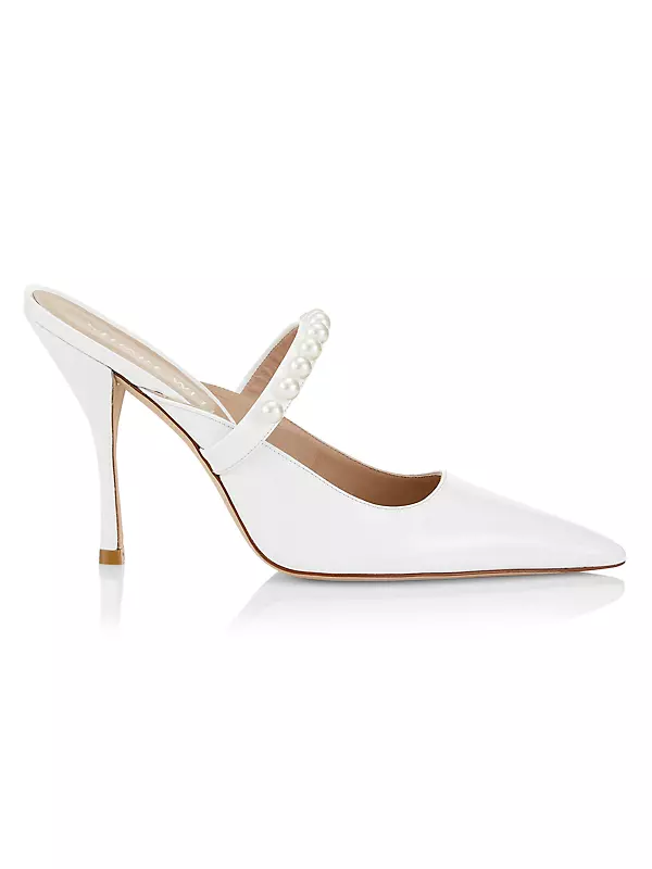 Goldie 100MM Imitation Pearl-Embellished Mules