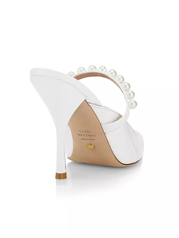 Goldie 100MM Imitation Pearl-Embellished Mules