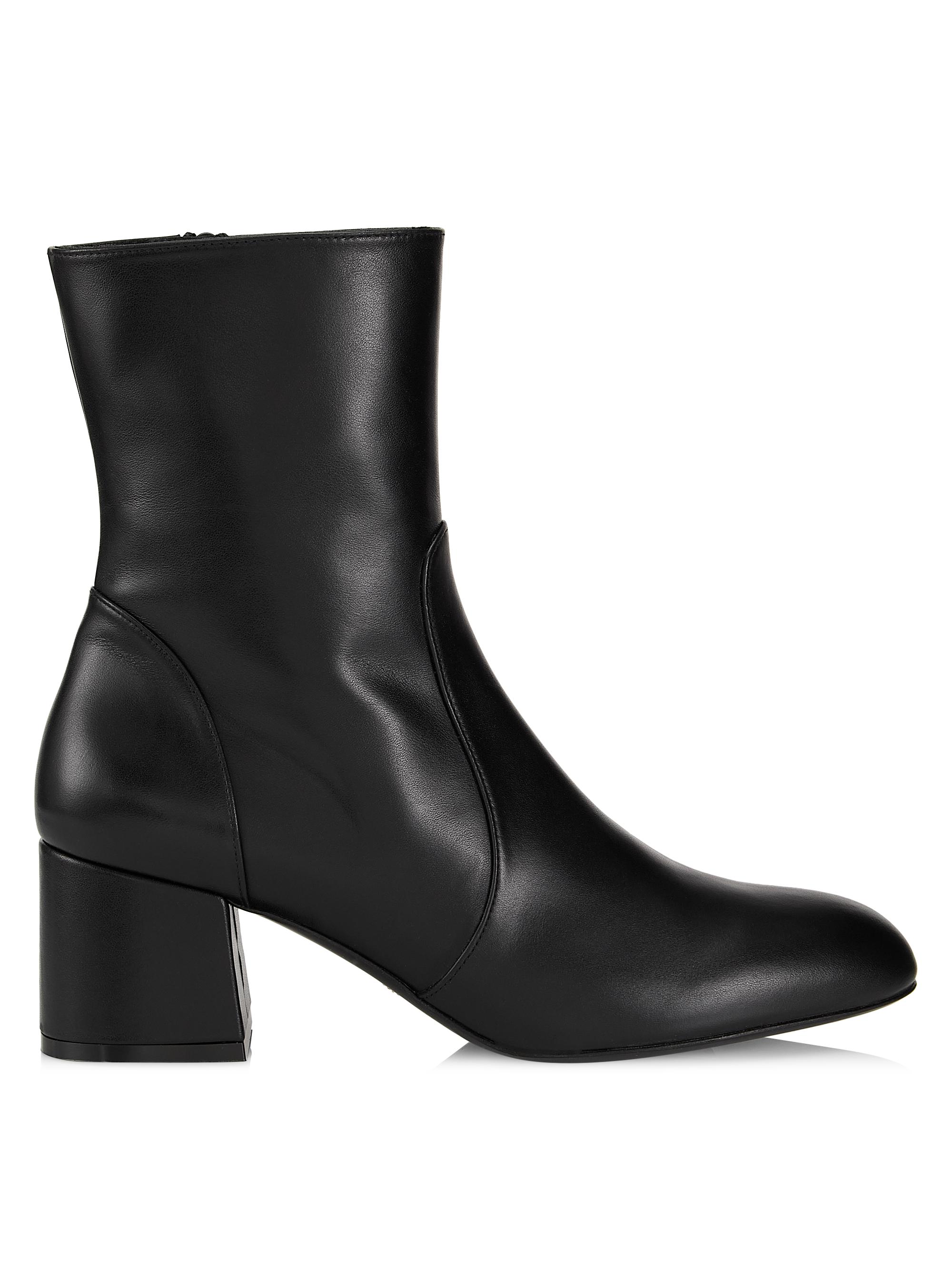 Stuart Weitzman Women's Flareblock 60MM Leather Booties - Black