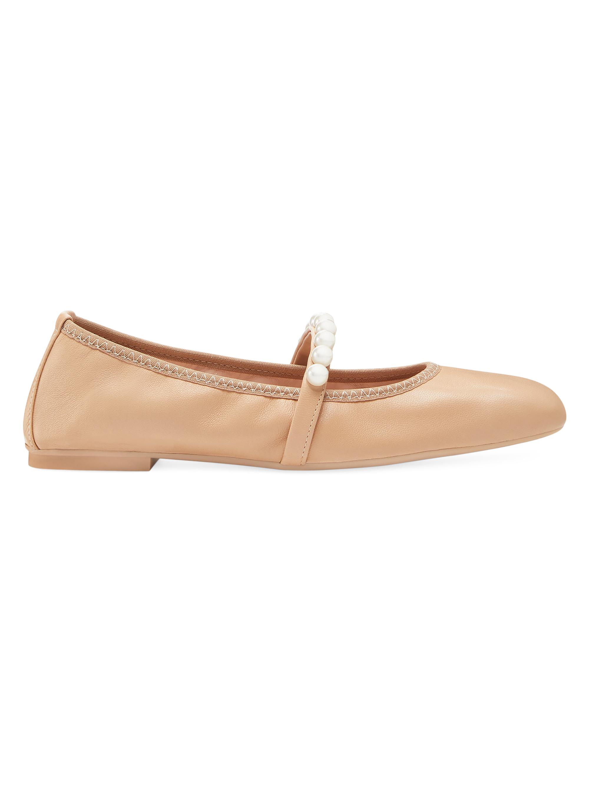 Stuart Weitzman Women's Goldie Leather Ballet Flats - Adobe