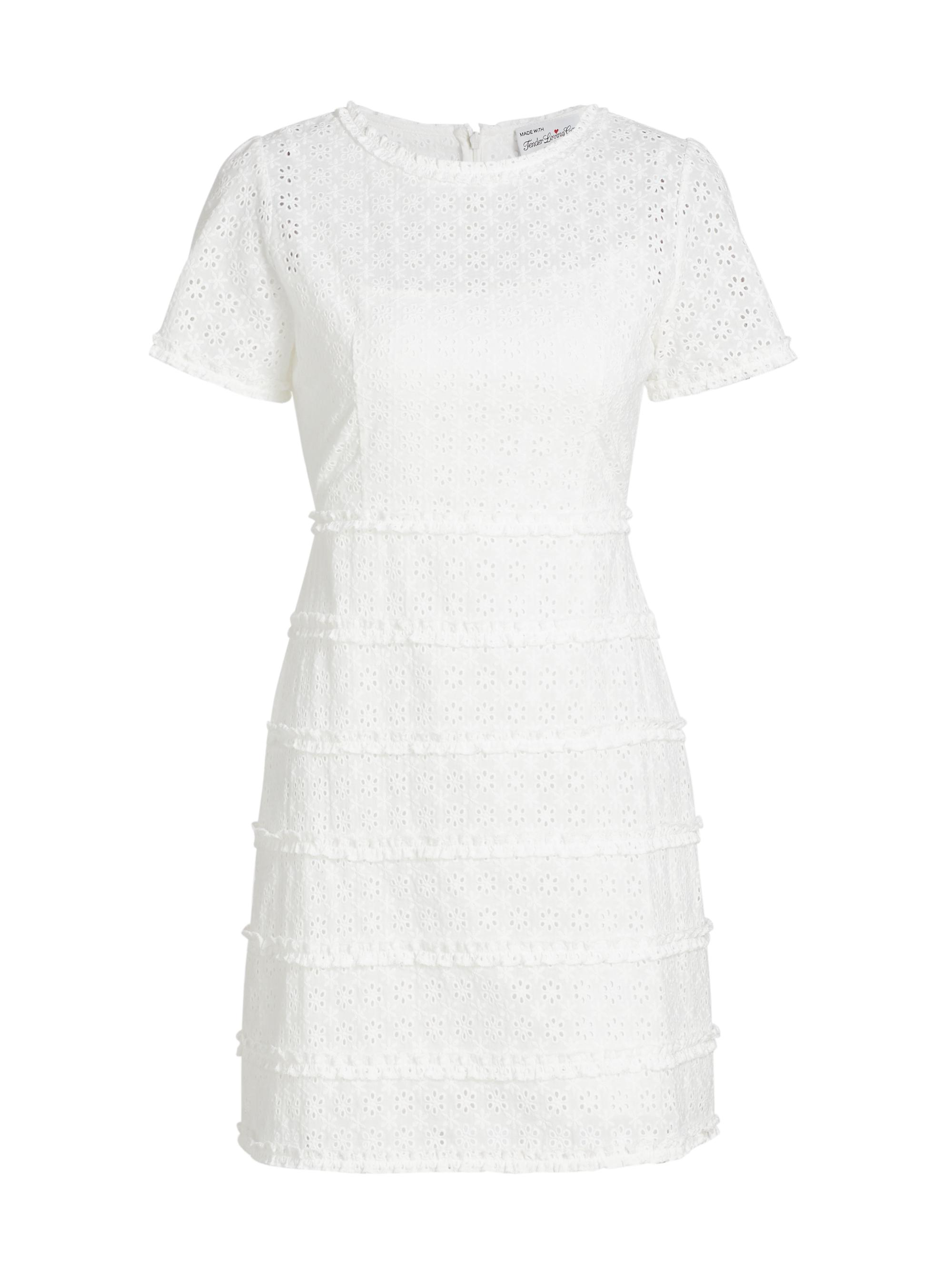 HVN Women's Mini Natalie Eyelet-Embroidered Minidress - White Eyelet - Women's Clothing