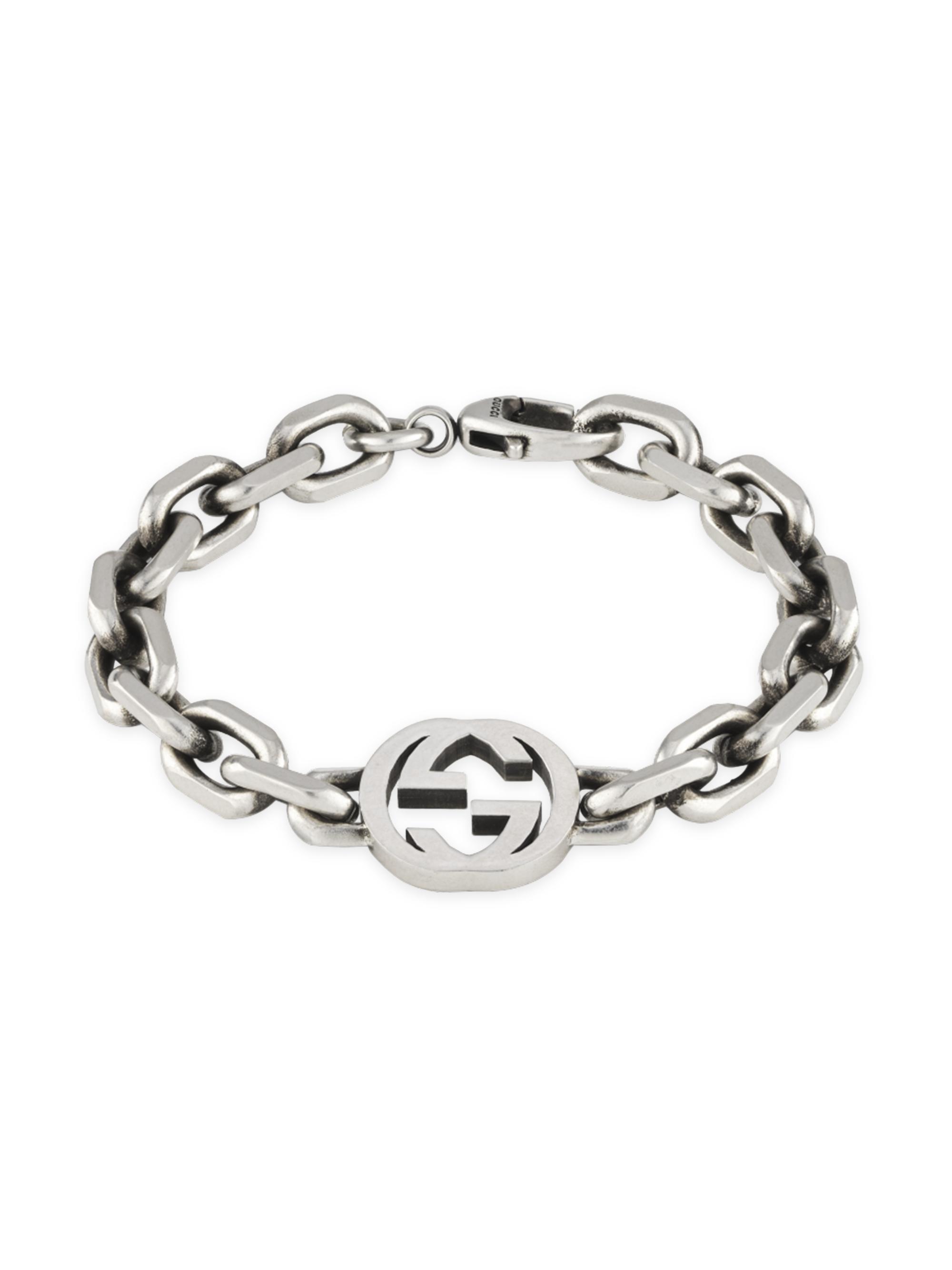 Gucci Men's Interlocking G Sterling Silver Bracelet - Silver