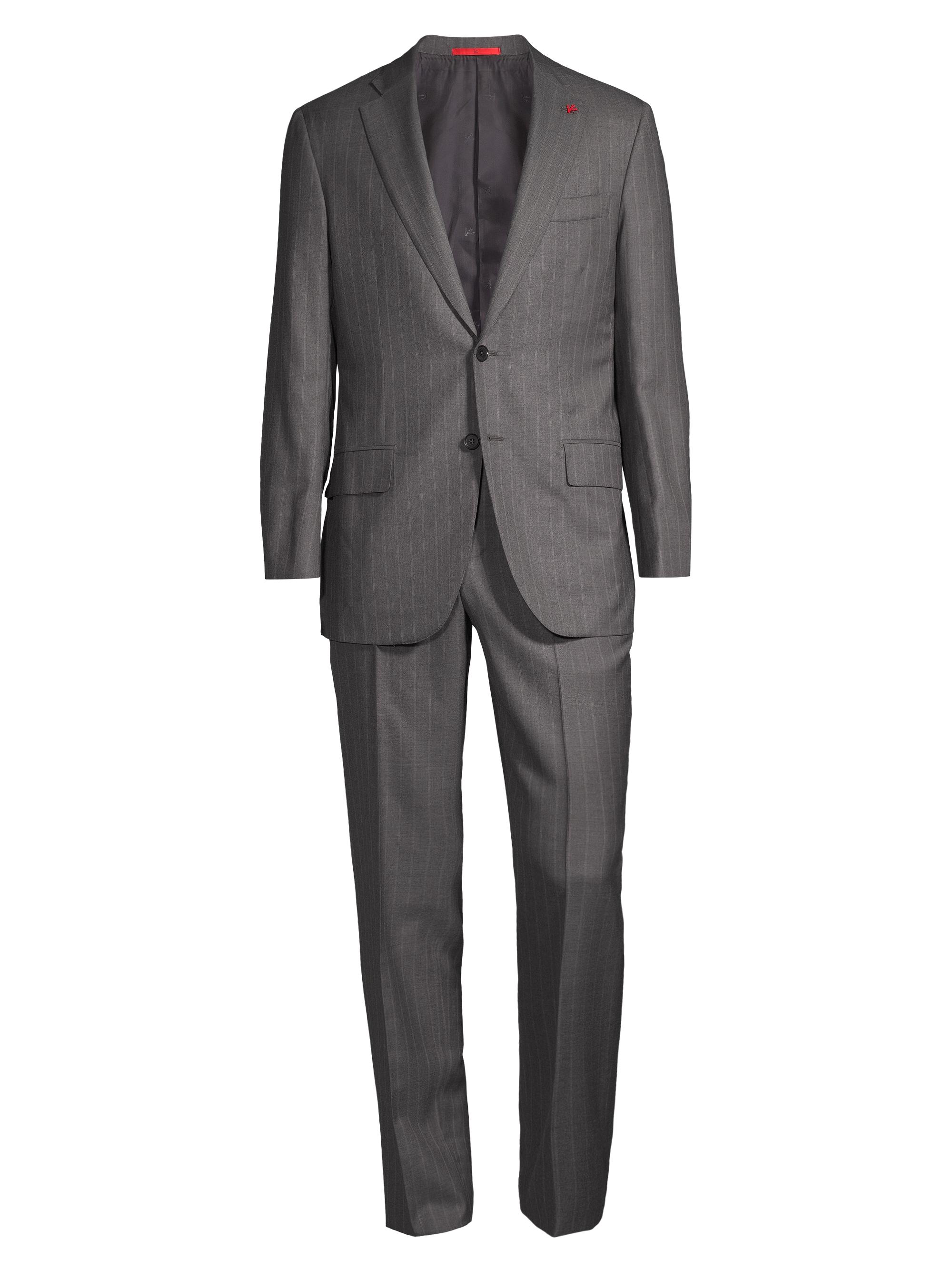 Isaia Men's Sanita Pinstriped Wool Suit - Grey