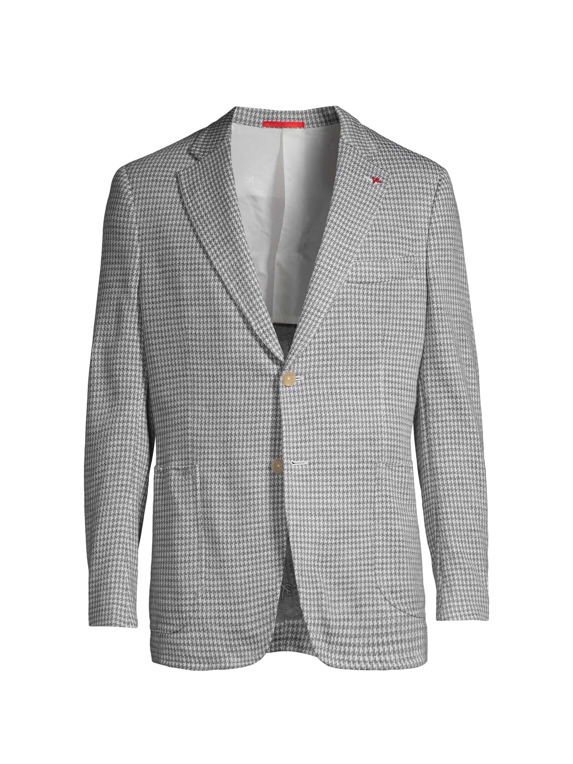 Isaia Men's Capri Houndstooth Wool & Silk-Blend Two-Button Sport Coat - Open White