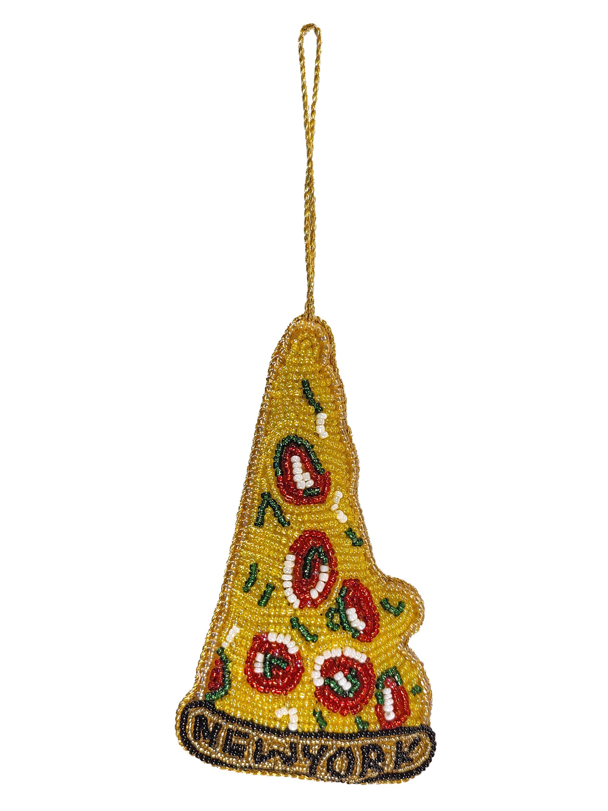 Sudha Pennathur Beaded "New York" Pizza Slice Ornament