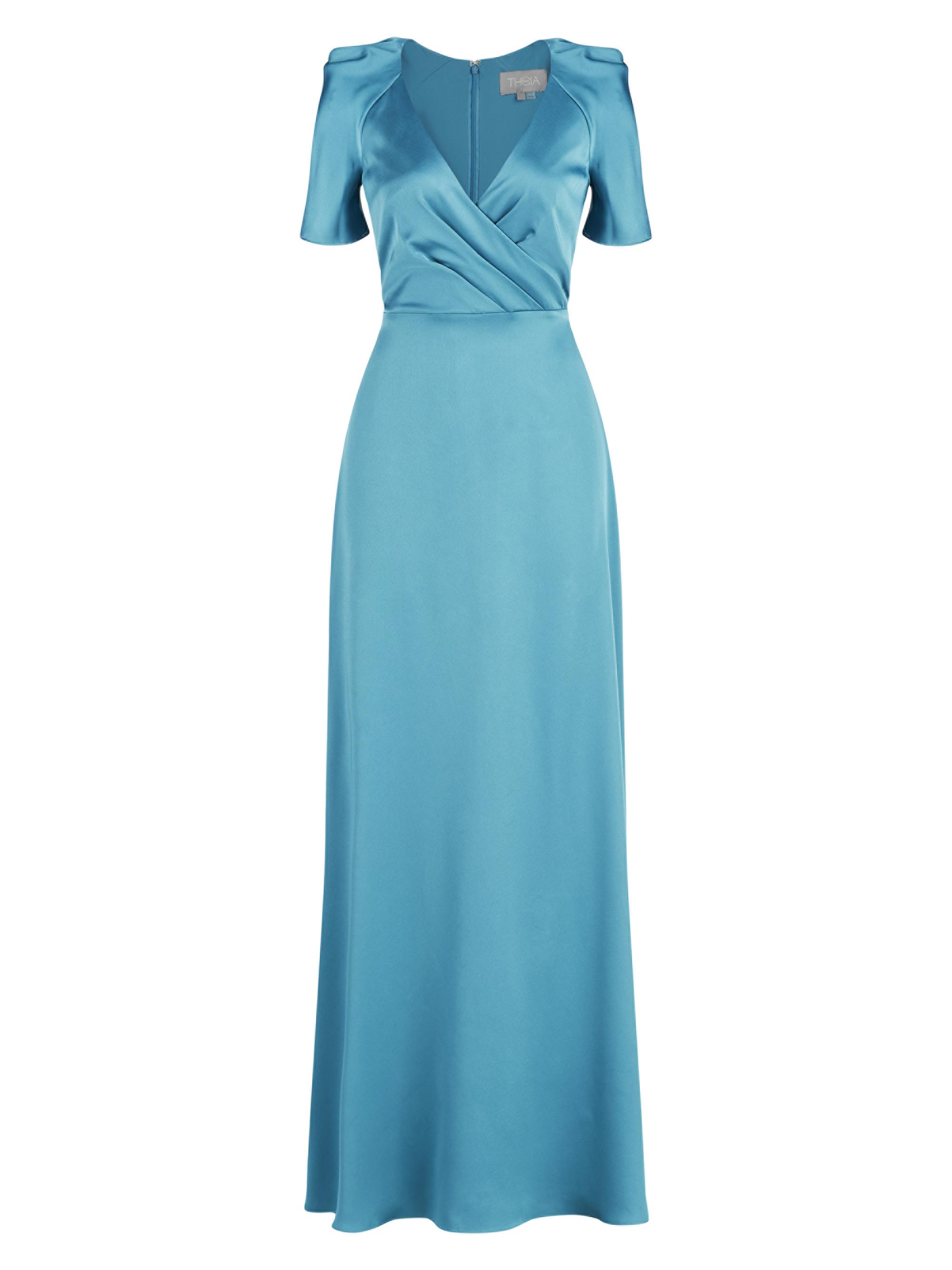 Theia Women's Marina Satin Gown - Sea Glass