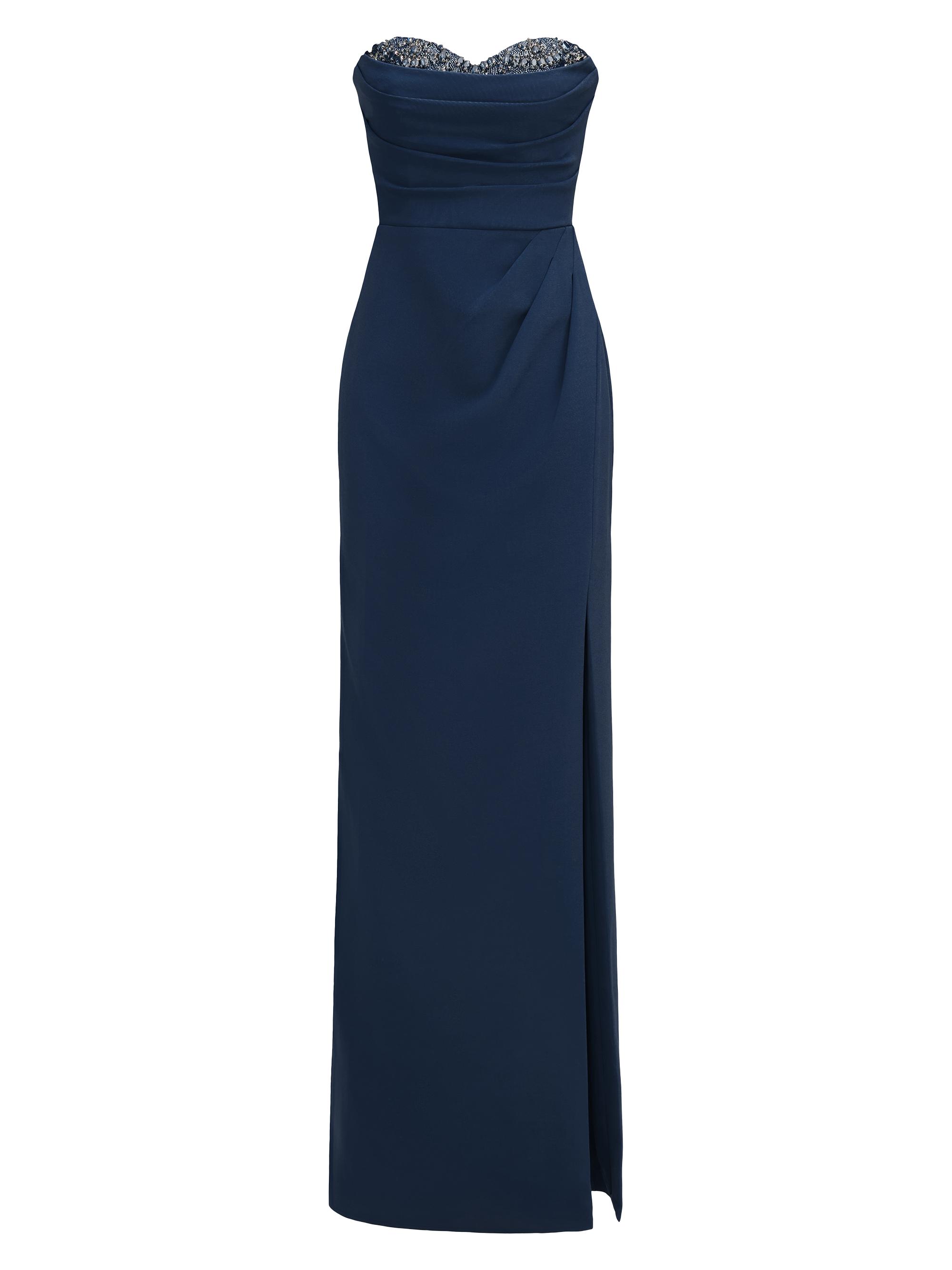 Theia Women's Anastasia Embellished Strapless Gown - Navy