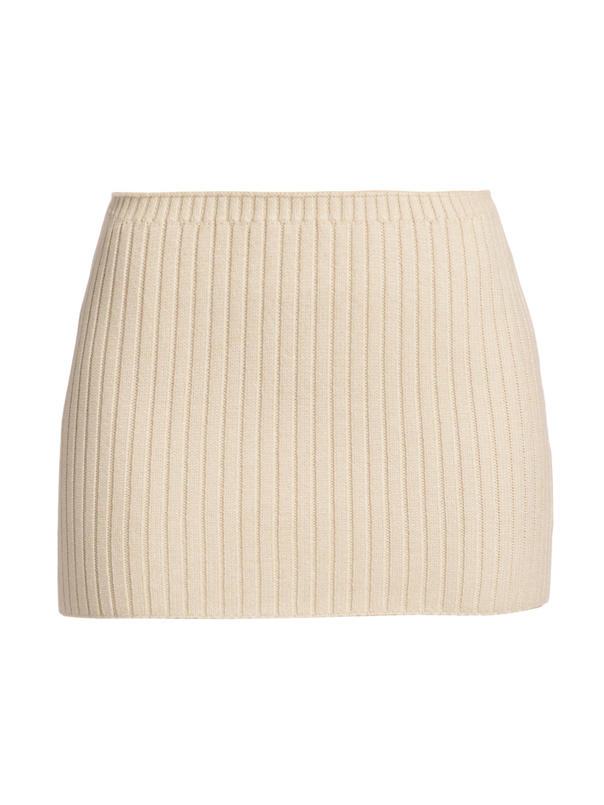 Guizio Women's Rib-Knit Micro Miniskirt - Cream