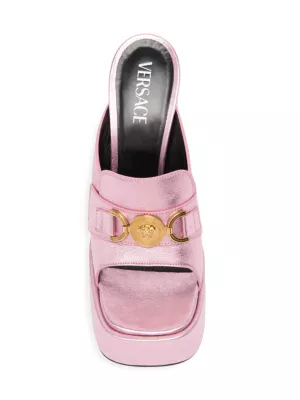 Versace Kids Alia metallic leather ballerina shoes - Pink
