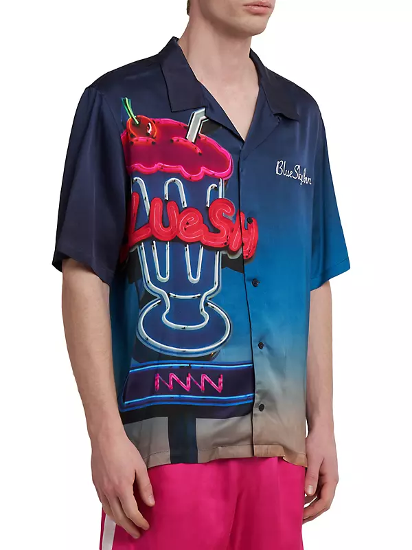 Shop Blue Sky Inn Milkshake Satin Camp Shirt | Saks Fifth Avenue | V-Shirts