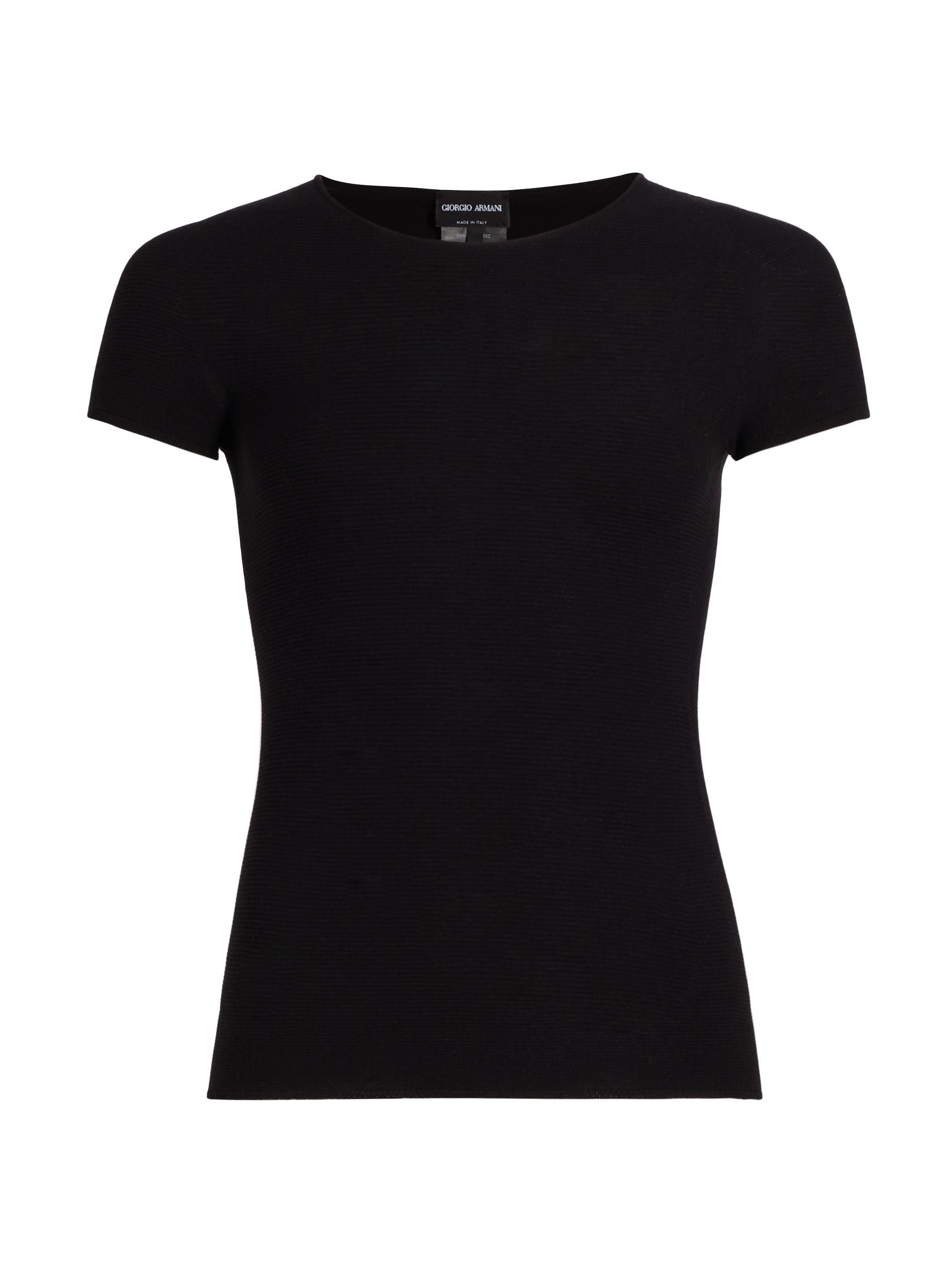 Giorgio Armani Women's Knit Cap Sleeve Tee - Black