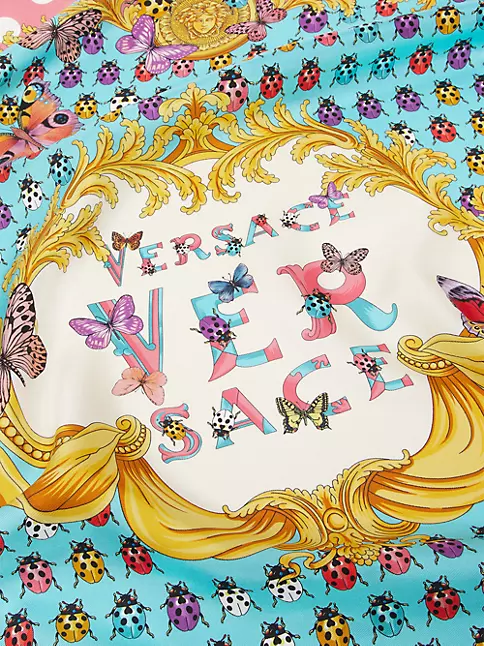 Shop Versace Silk Twill Butterflies And Ladybugs Scarf