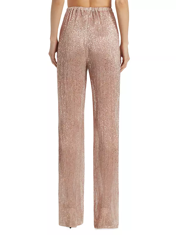 Ralph Lauren Collection Silk Ikat Printed Wide Leg Trouser – Palm