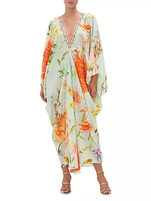 Shop Camilla Oversized Floral Silk Caftan | Saks Fifth Avenue