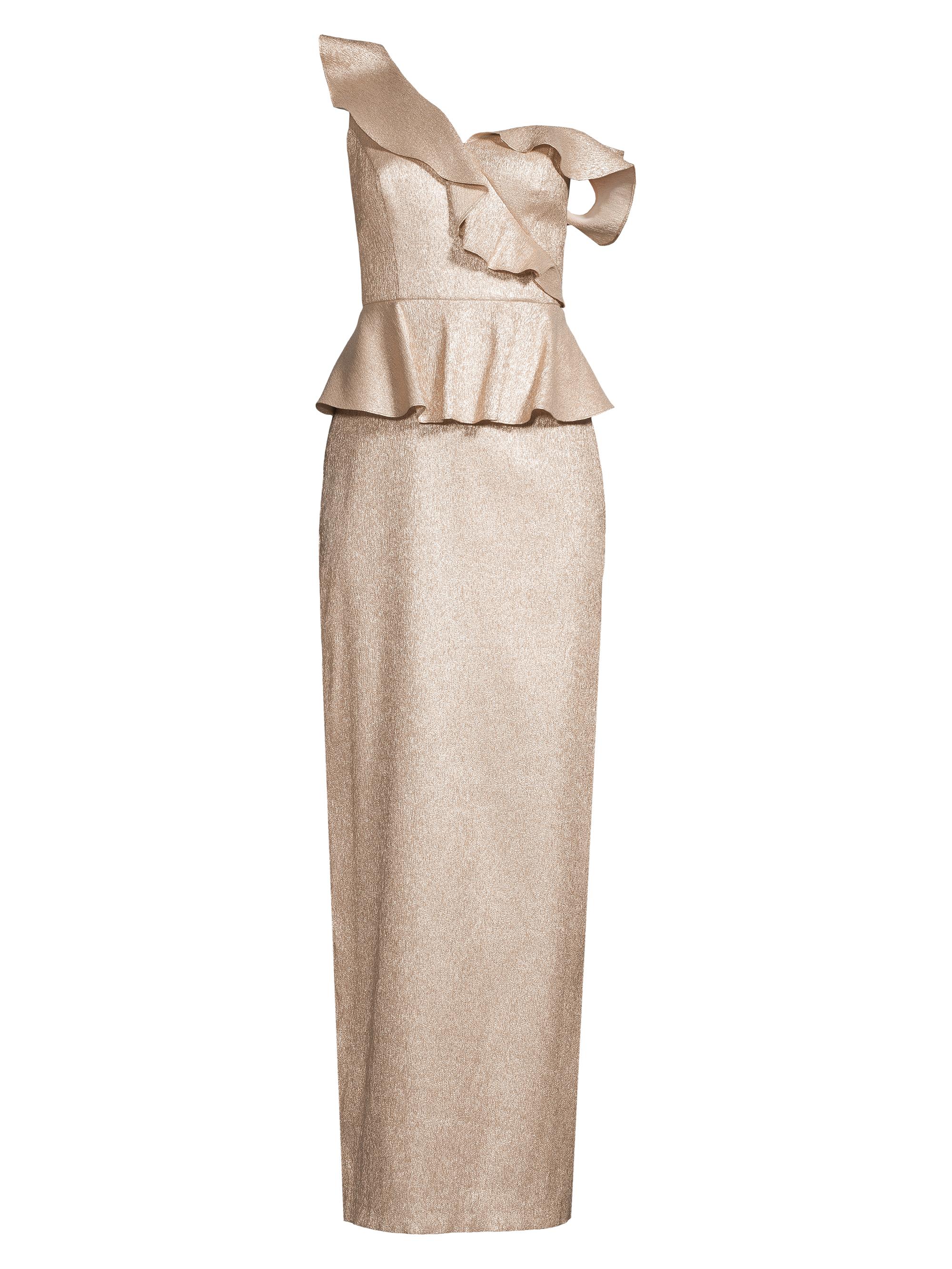Aidan Mattox Women's Ruffled Peplum Column Gown - Taupe