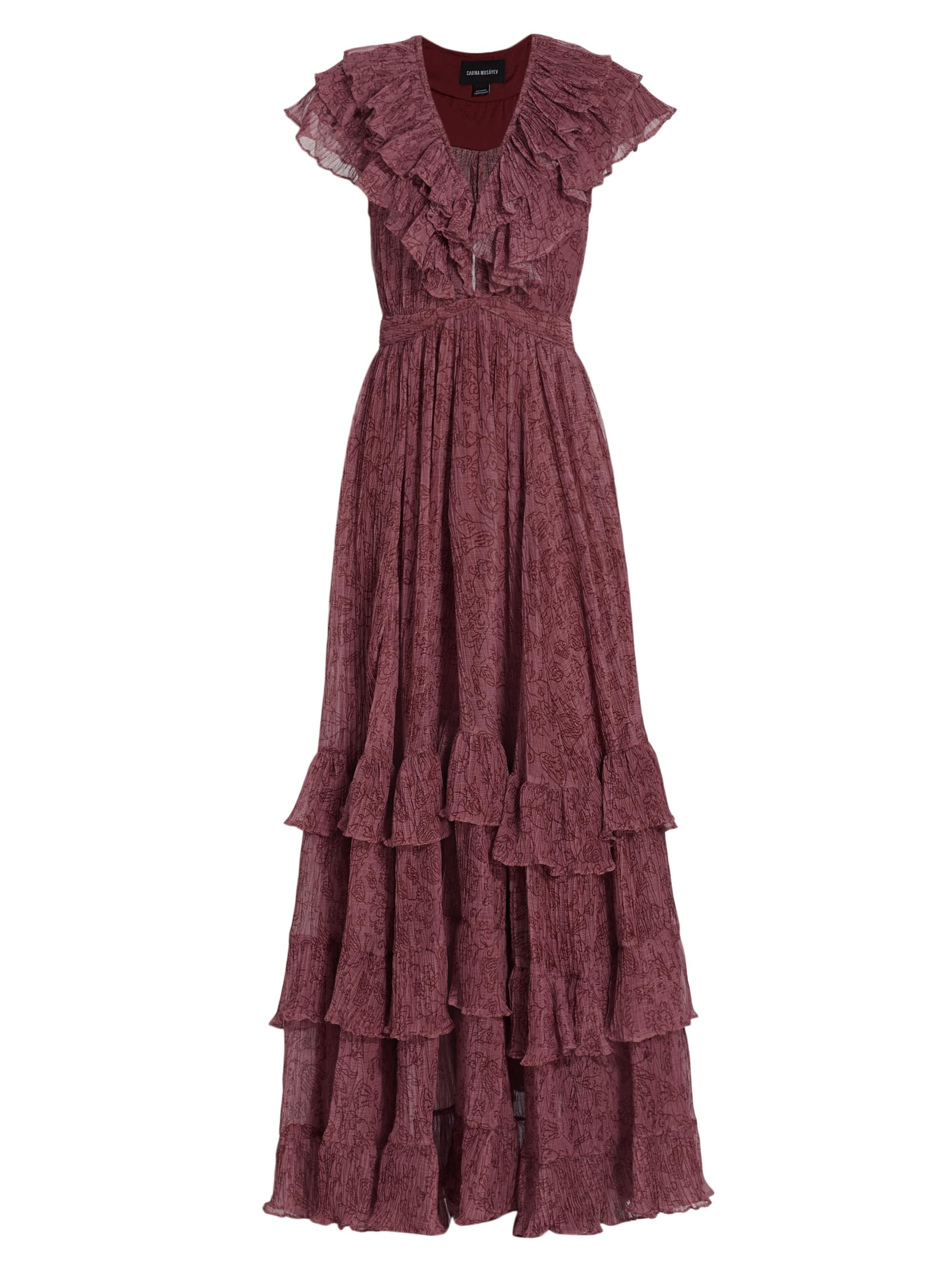Sabina Musáyev Women's Infinity Chiffon Ruffled Maxi Dress - Antique Rose Print