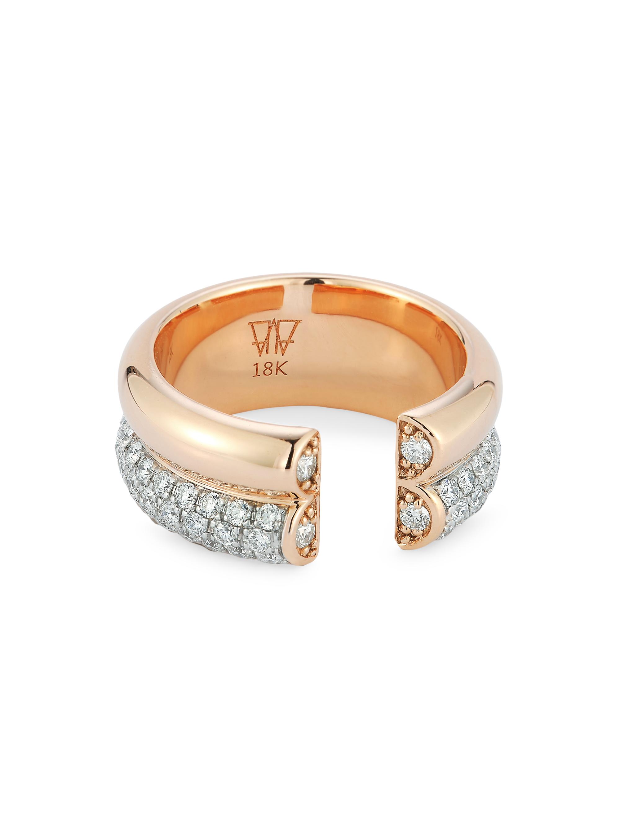 Walters Faith Women's Thoby Thoby Two-Tone 18K Gold & 1.28 TCW Diamond Tubular Ring - Rose Gold
