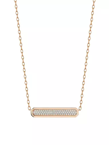 Carrington 18K Rose Gold & 0.48 TCW Diamond Bar Pendant Necklace