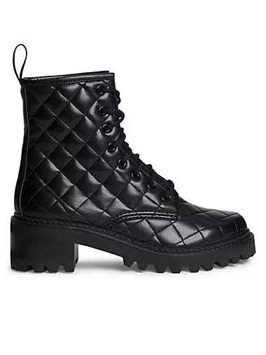 Jodie Diamond-Quilted Leather Lace-Up Boots