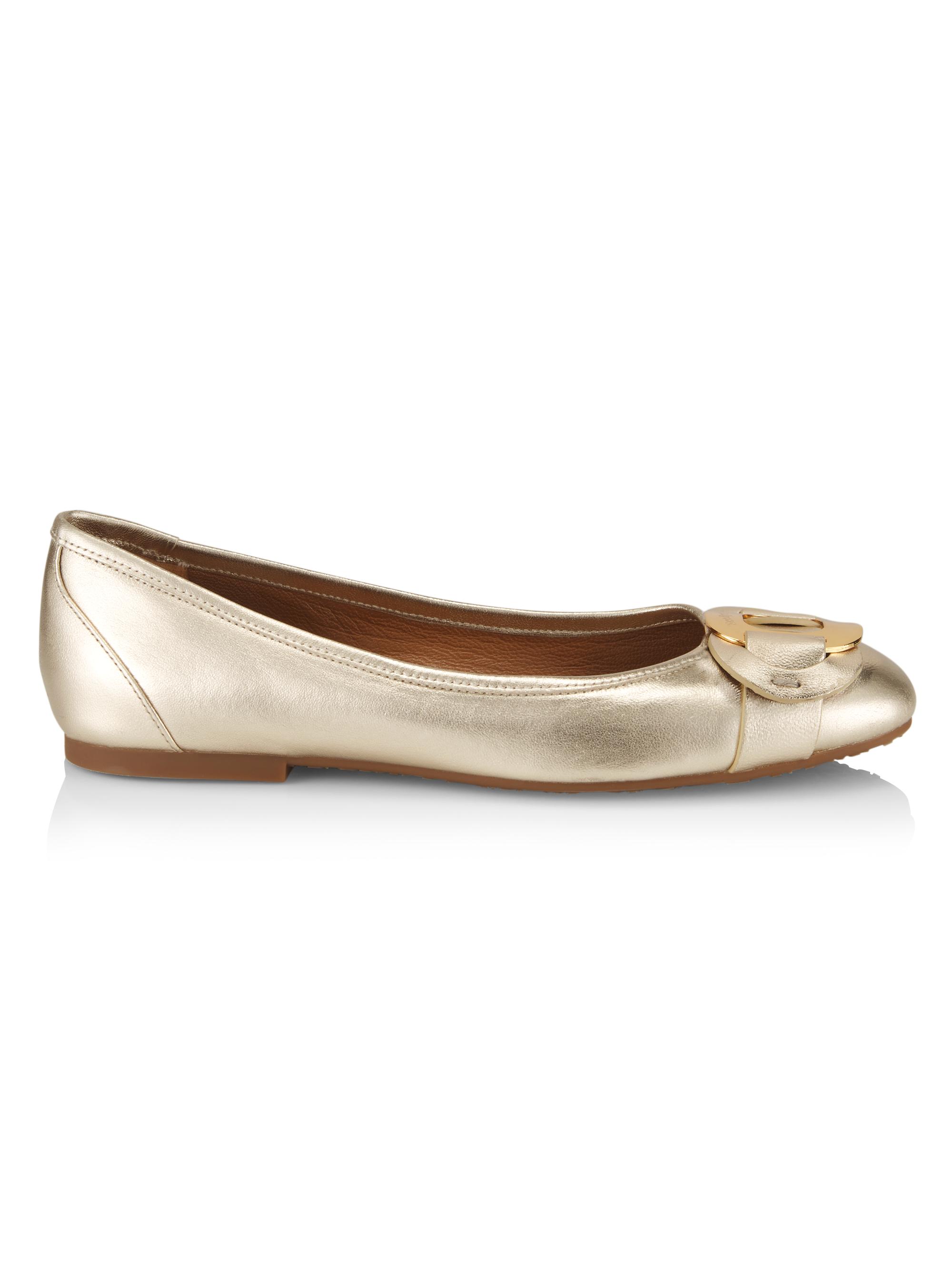 See by Chloé Women's Chany Metallic Leather Ballet Flats - Light Gold