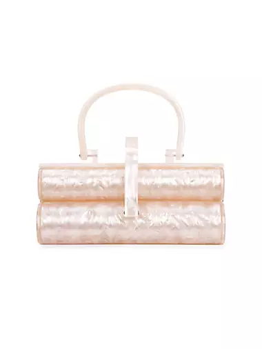 Acrylic Clear Quilted Top Handle Clutch Bag