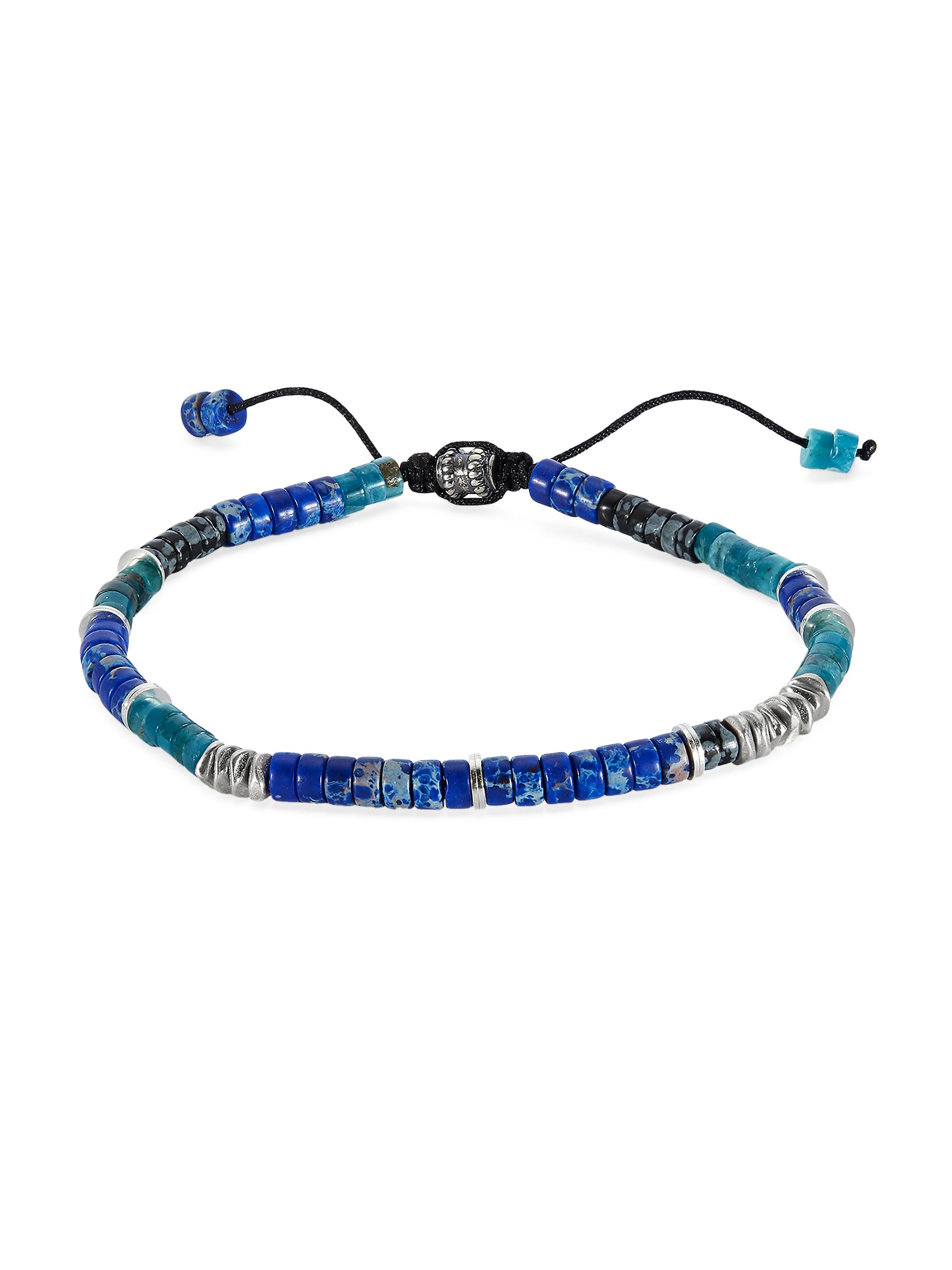 Jonas Studio Men's Washington Square Turquoise, Tiger Eye, & Sterling Silver Beaded Bracelet - Blue Multi