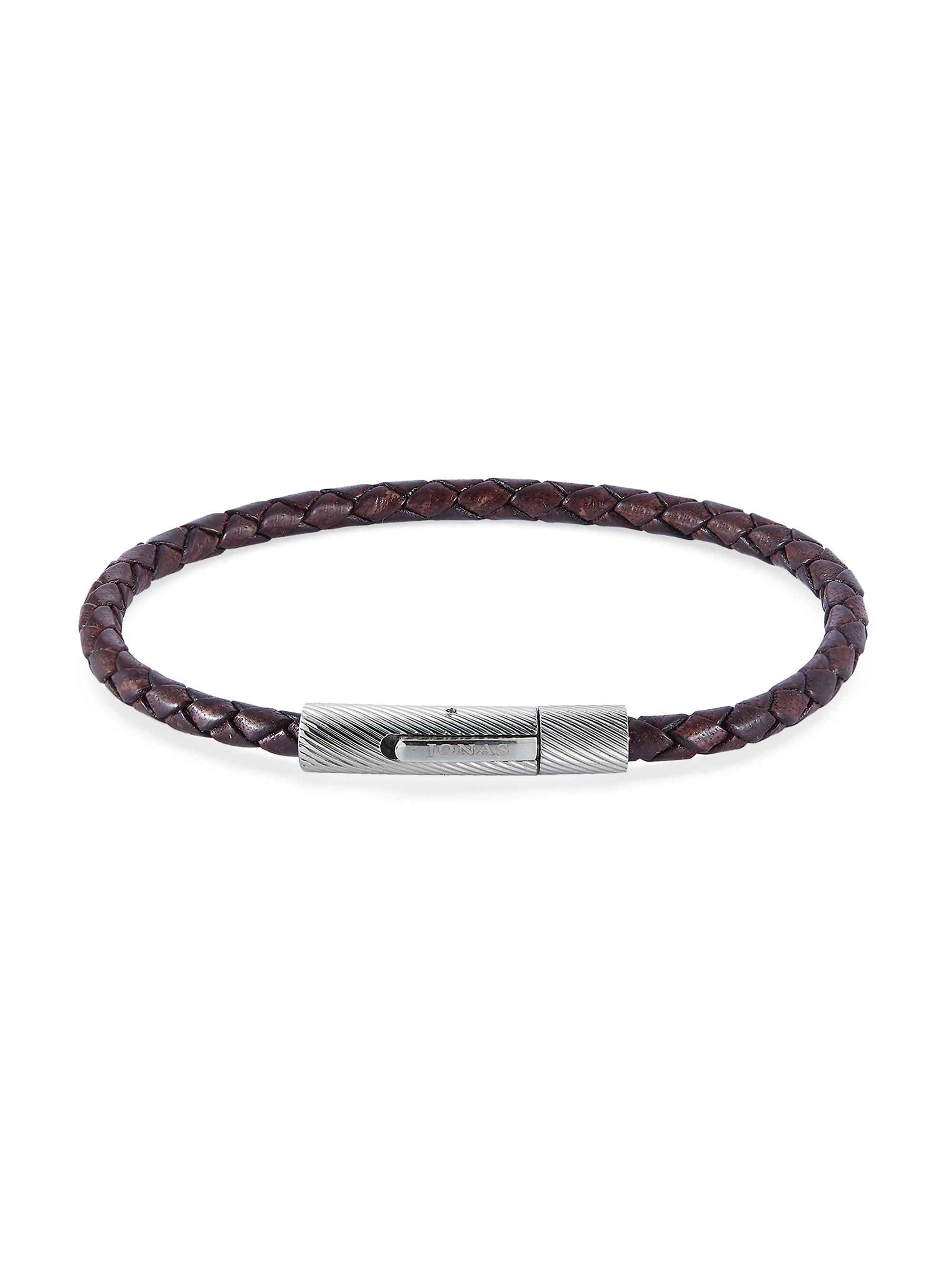 Jonas Studio Men's Village Single Row Leather Bracelet - Brown