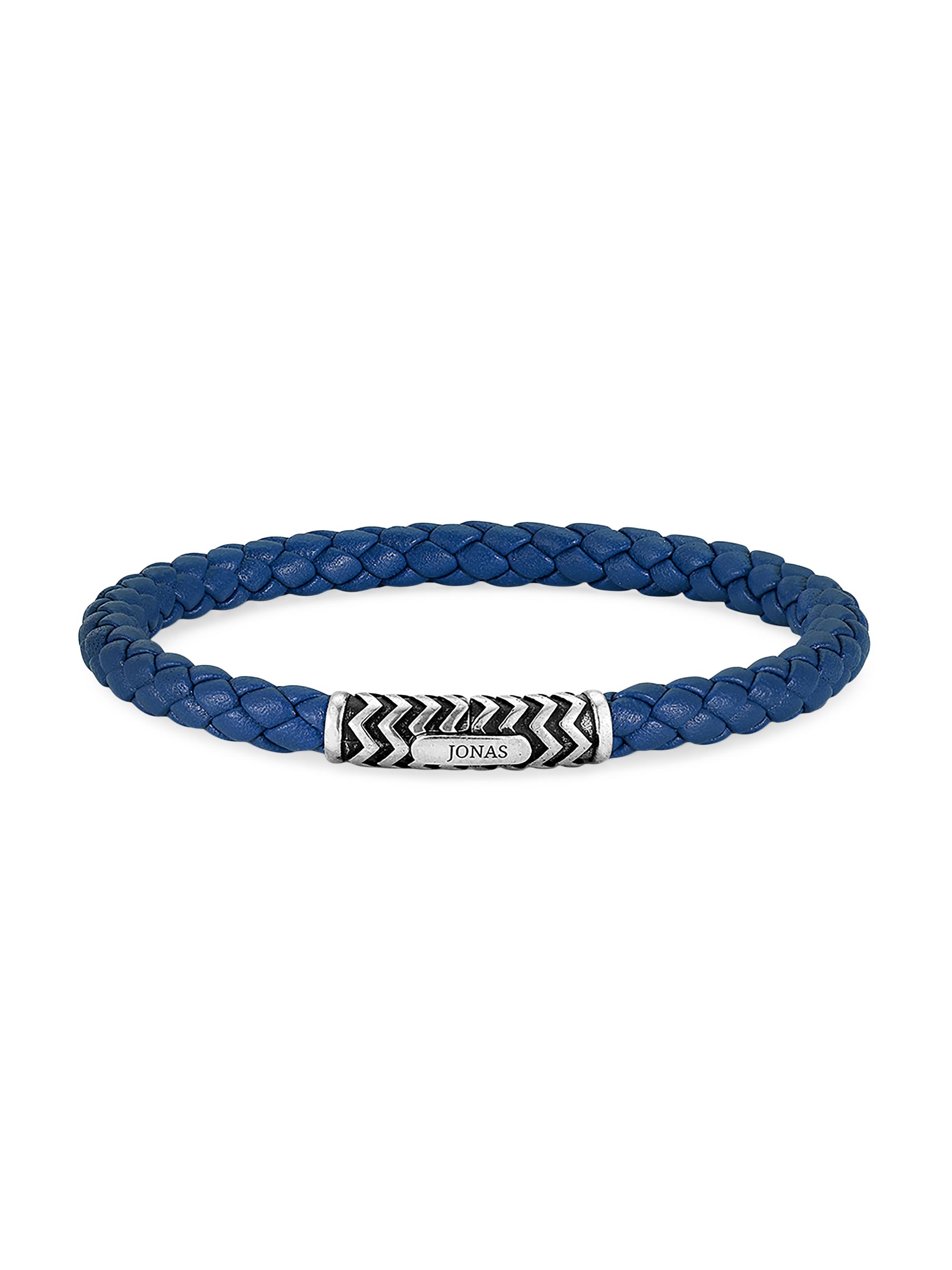 Jonas Studio Men's Village Single Row Leather Bracelet - Blue