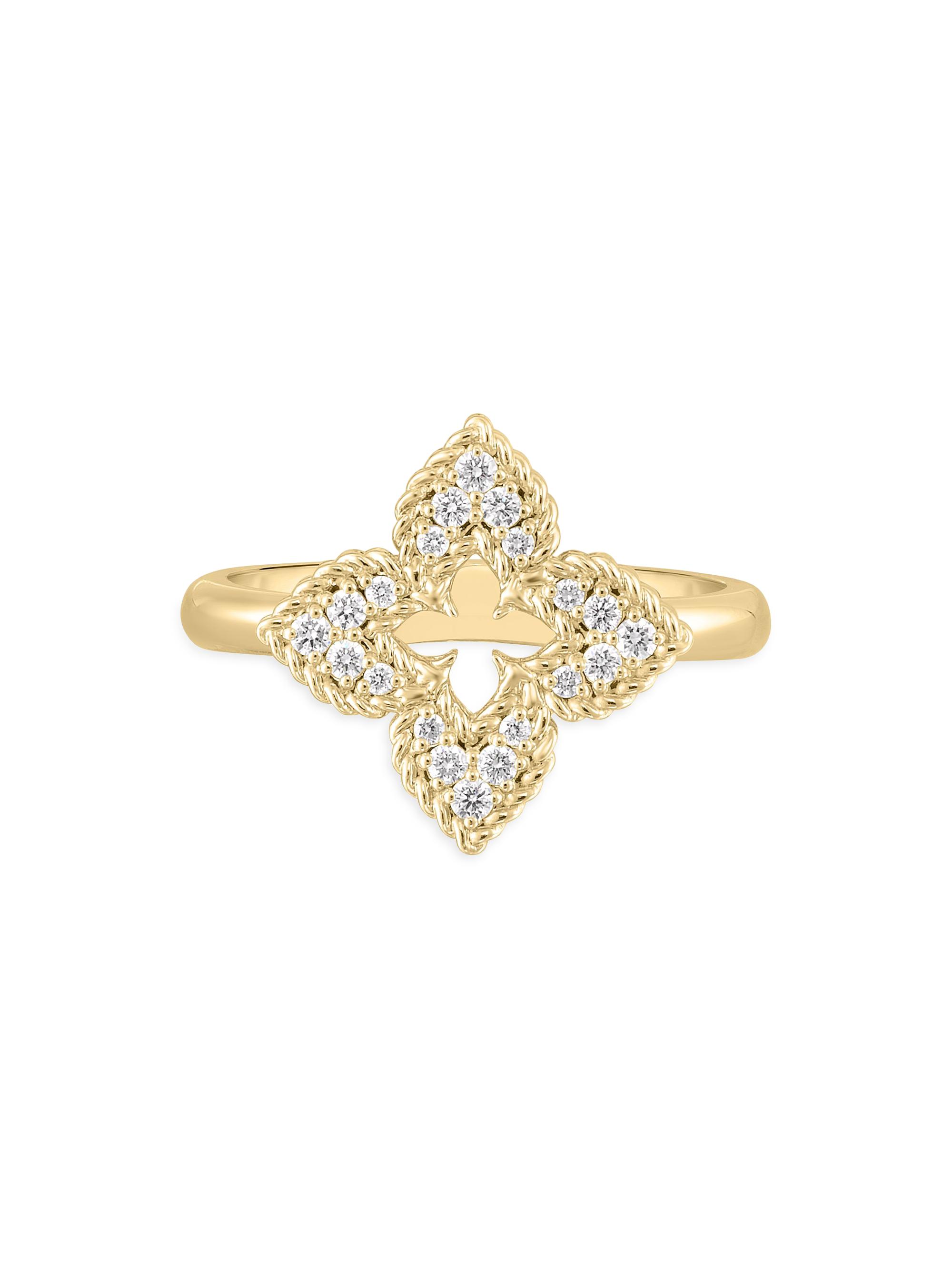 Roberto Coin Women's Small 18K Yellow Gold & 0.15 TCW Diamond Venetian Flower Ring - Yellow Gold