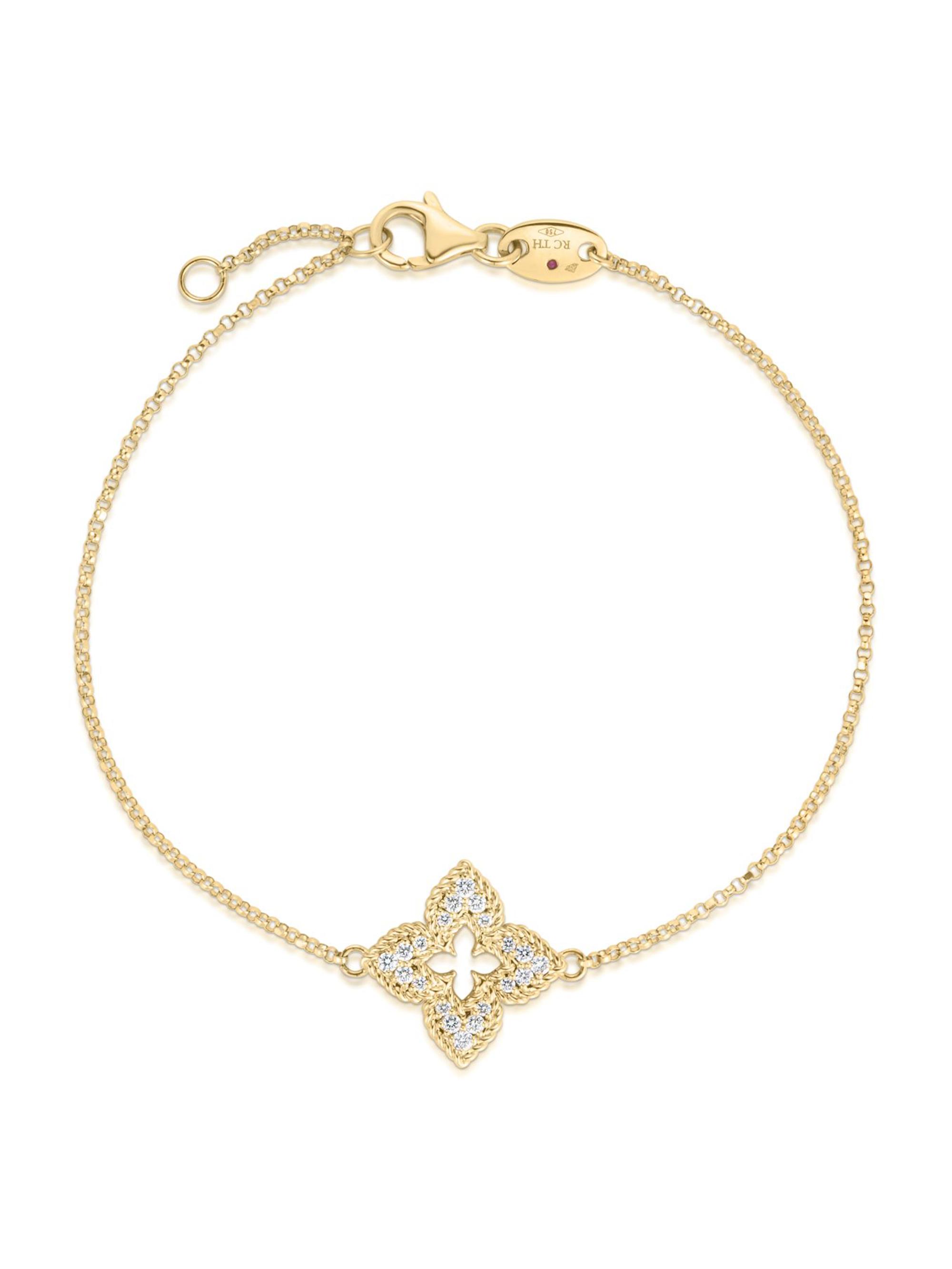 Roberto Coin Women's  18K Yellow Gold & 0.15 TCW Diamond Venetian Flower Bracelet - Yellow Gold