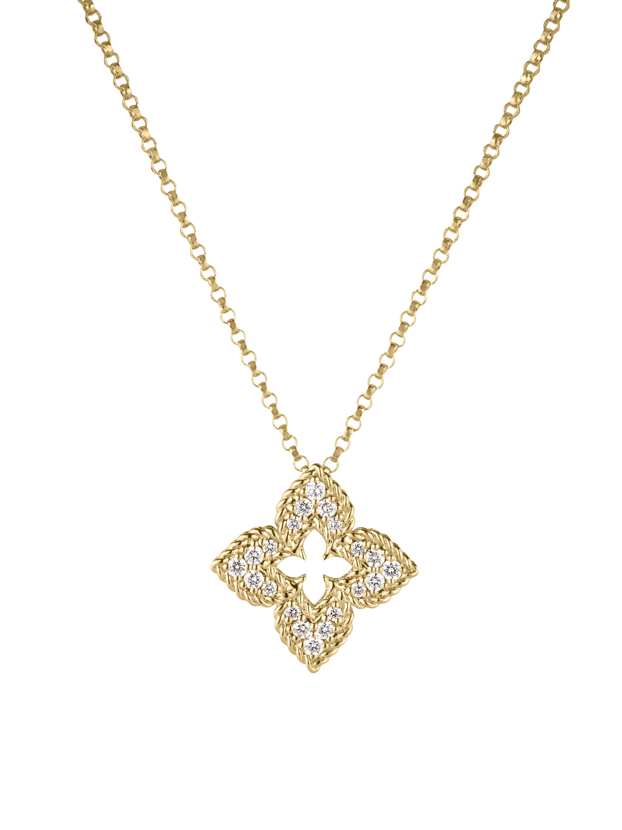 Roberto Coin Women's Venetian Princess 18K Yellow Gold & 0.15 TCW  Flower Pendant Necklace - Yellow Gold