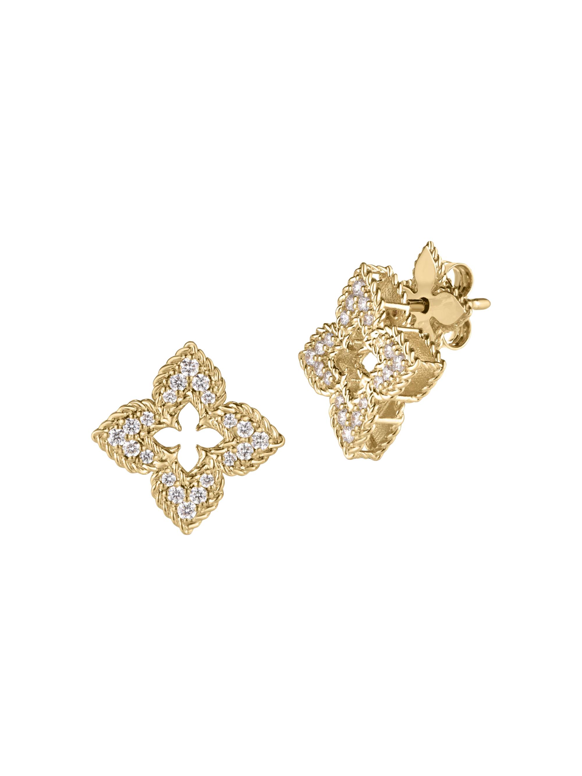 Roberto Coin Women's Venetian 18K Yellow Gold & Pave Diamond Stud Earrings - Yellow Gold