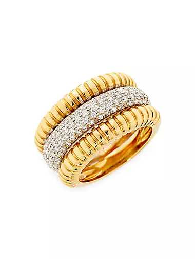 Via Mercanti 18K Yellow Gold ,White Gold & .80 Tcw Diamond Triple Band Ring