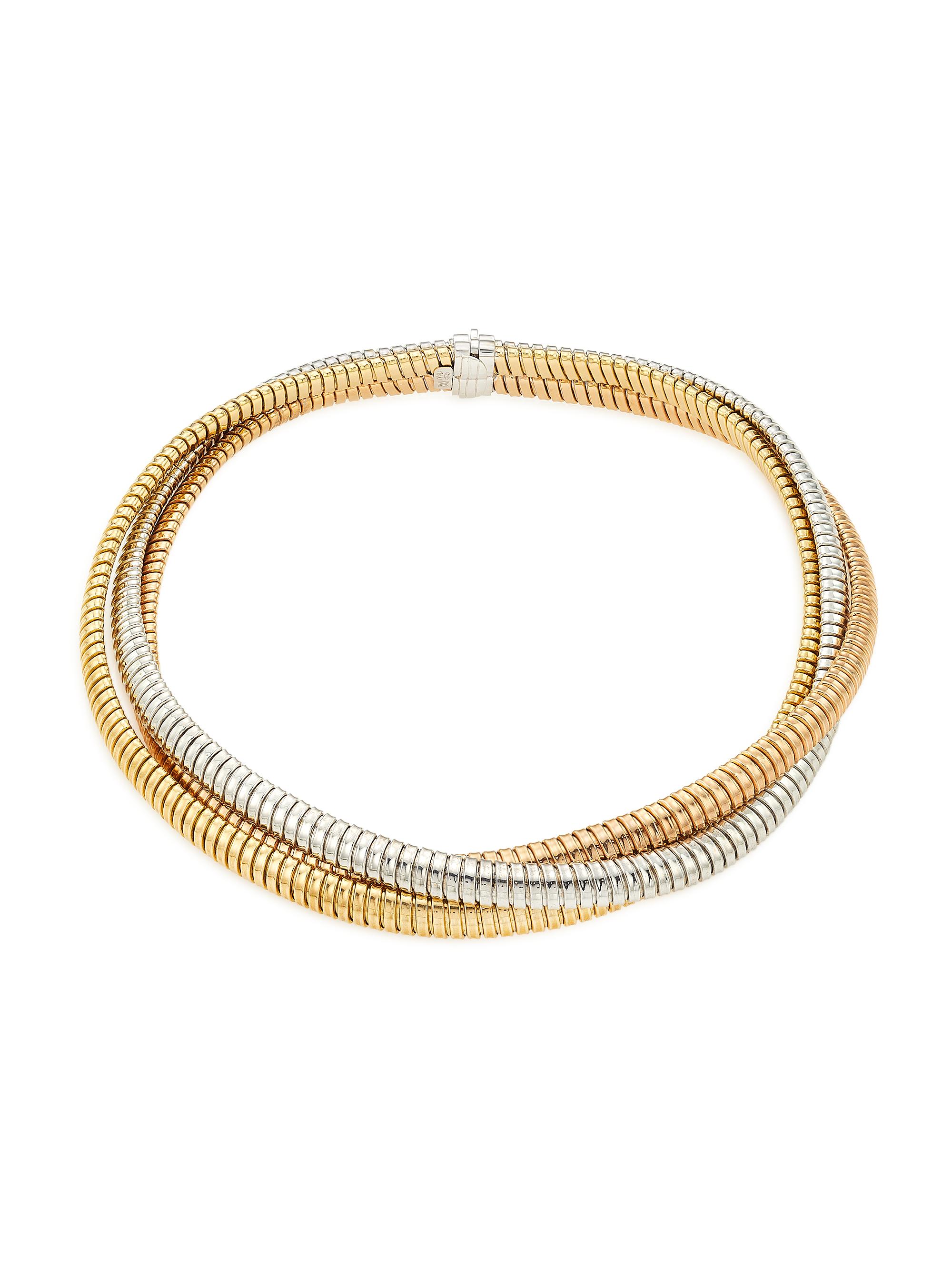 Alberto Milani Women's Via Bagutta Tubogas 18K Tri-Tone Triple-Layered Chain Necklace/17"