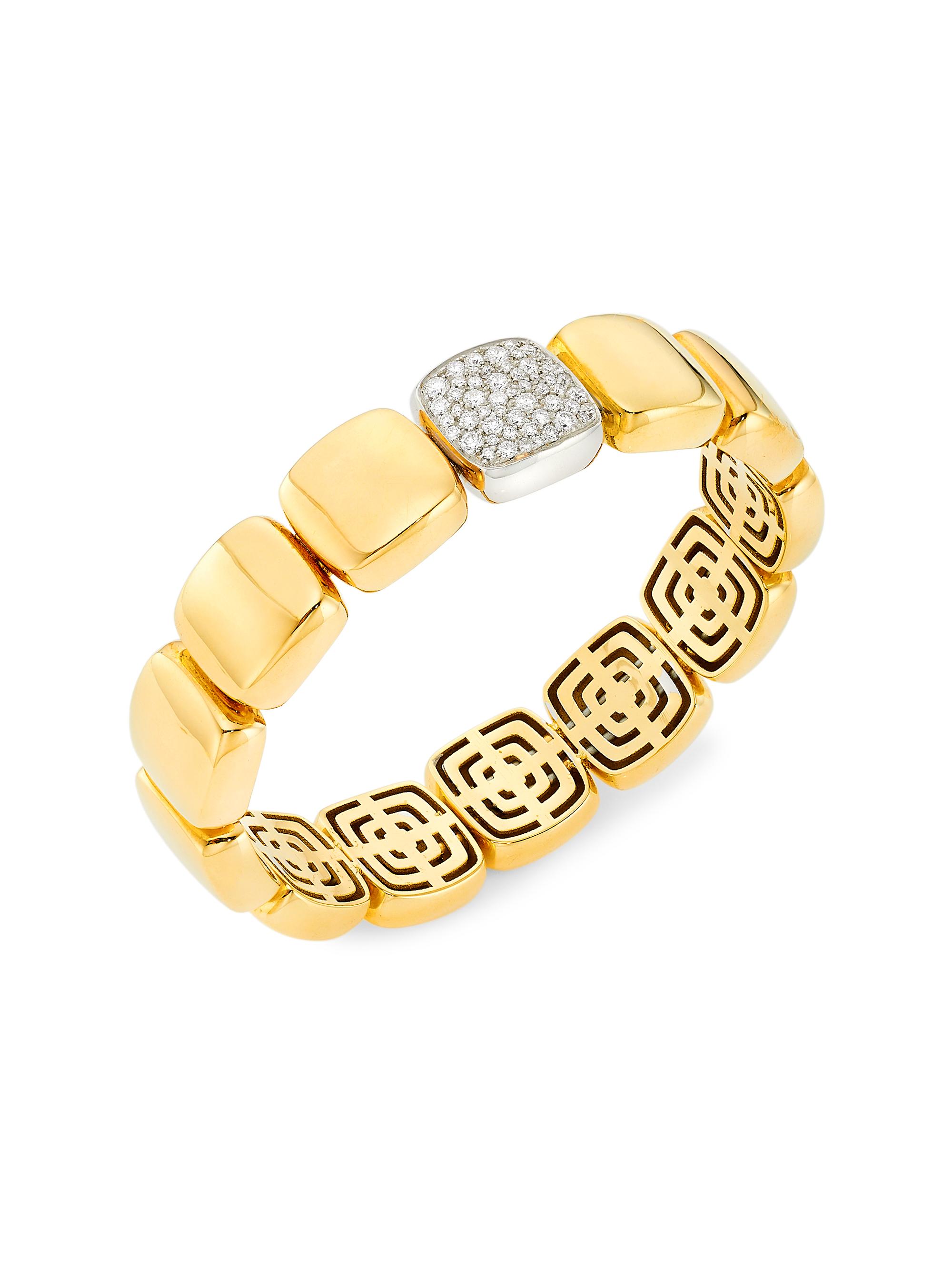 Alberto Milani Women's Via Senato Two-Tone 18K Gold & 0.85 TCW Diamond Stretch Bracelet - Gold