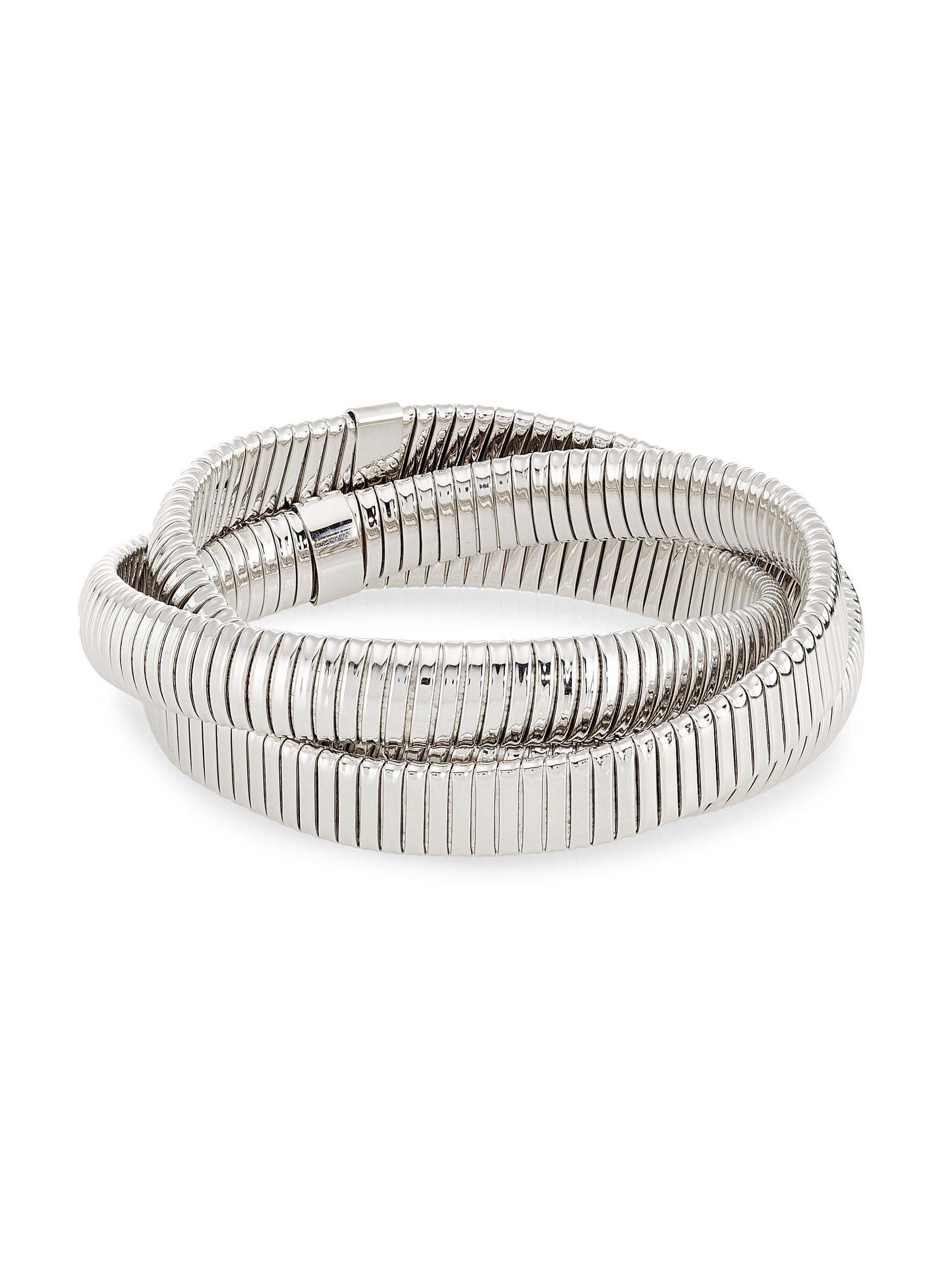 Alberto Milani Women's Via Bagutta Triple Tubogas 18K White Gold Bracelet - White Gold