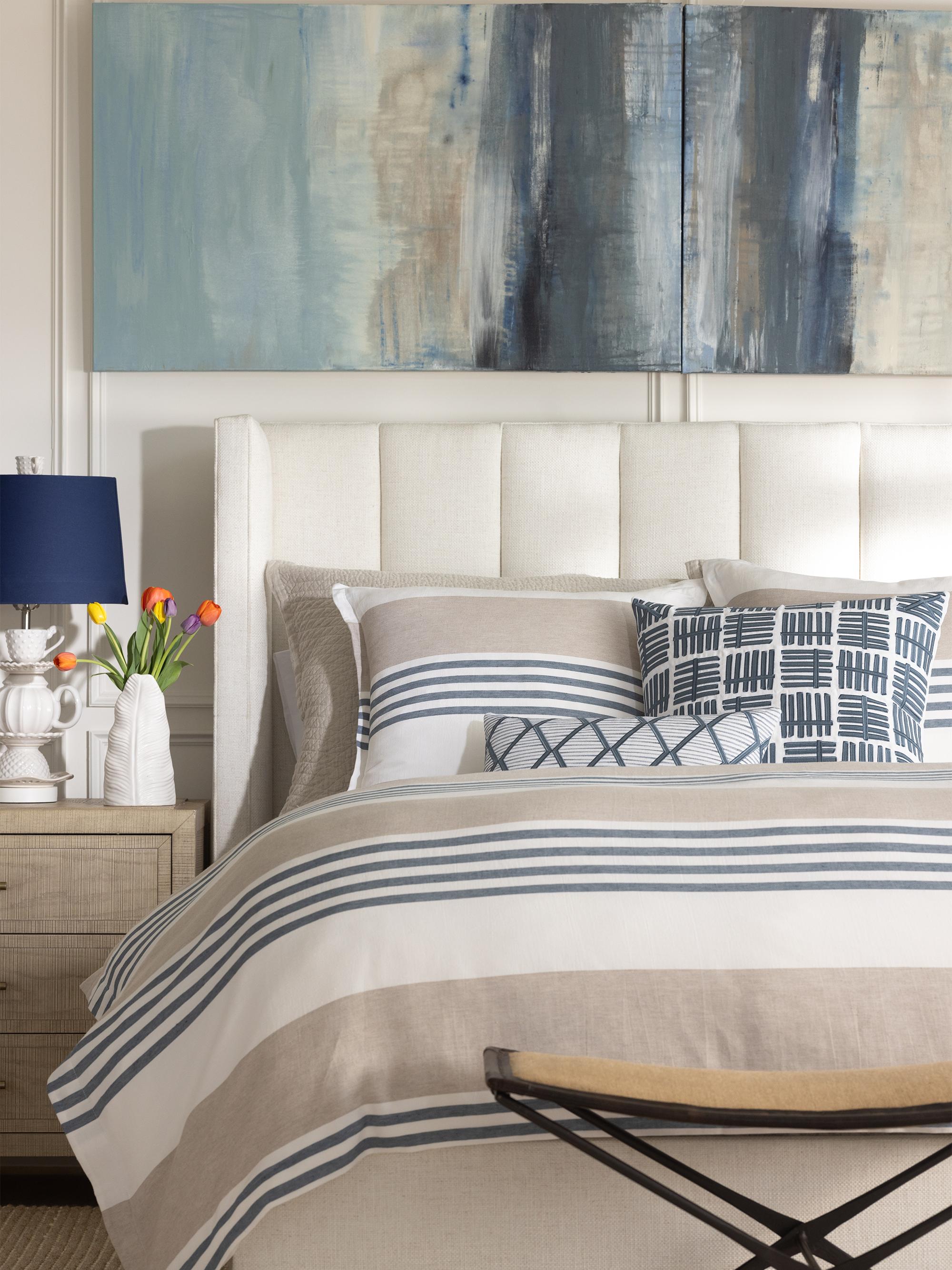 Lili Alessandra Newport Duvet Cover - Blue Natural Queen