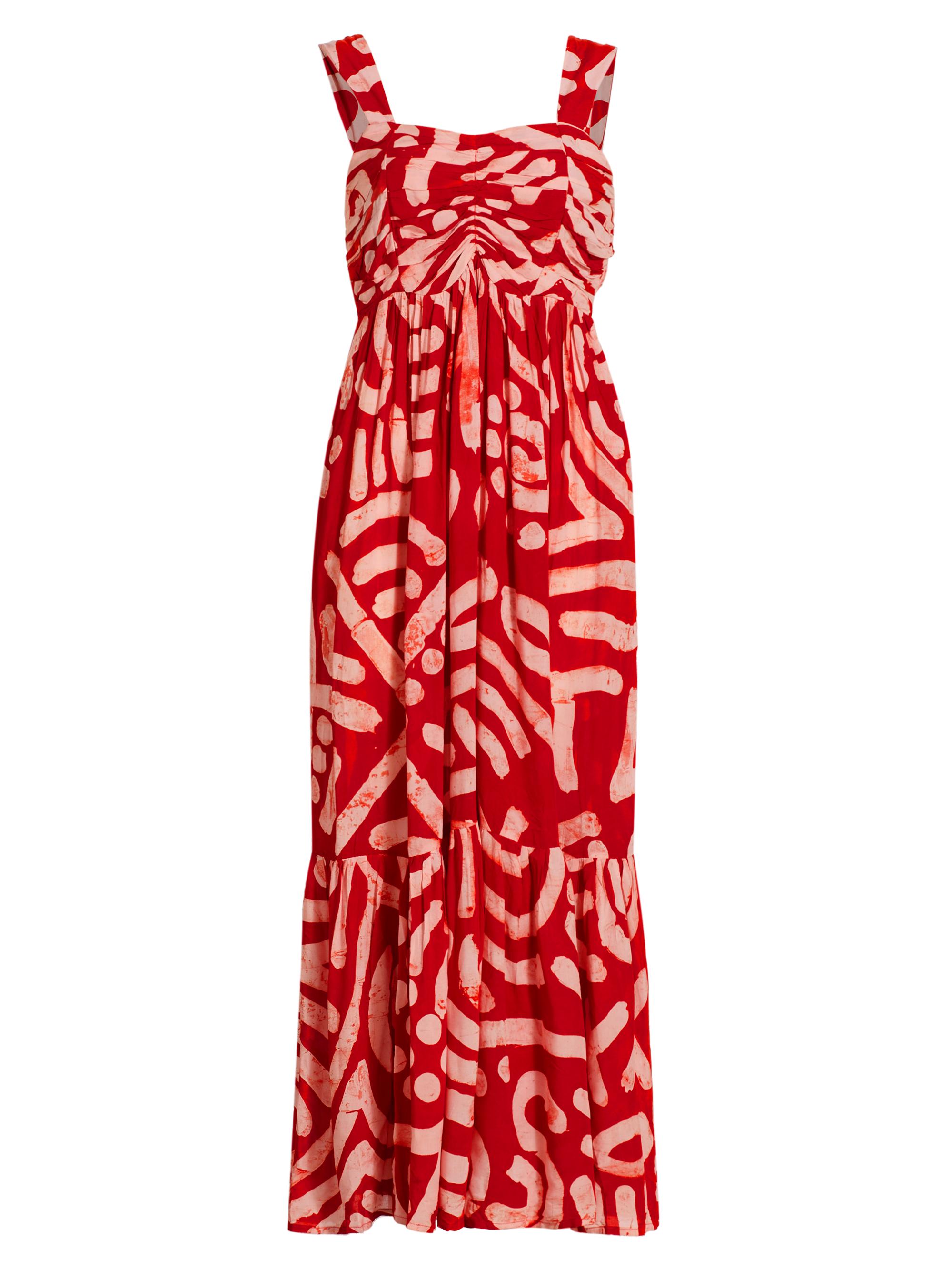 Busayo Women's Kola Geometric Maxi Skirt - Orange And Pink