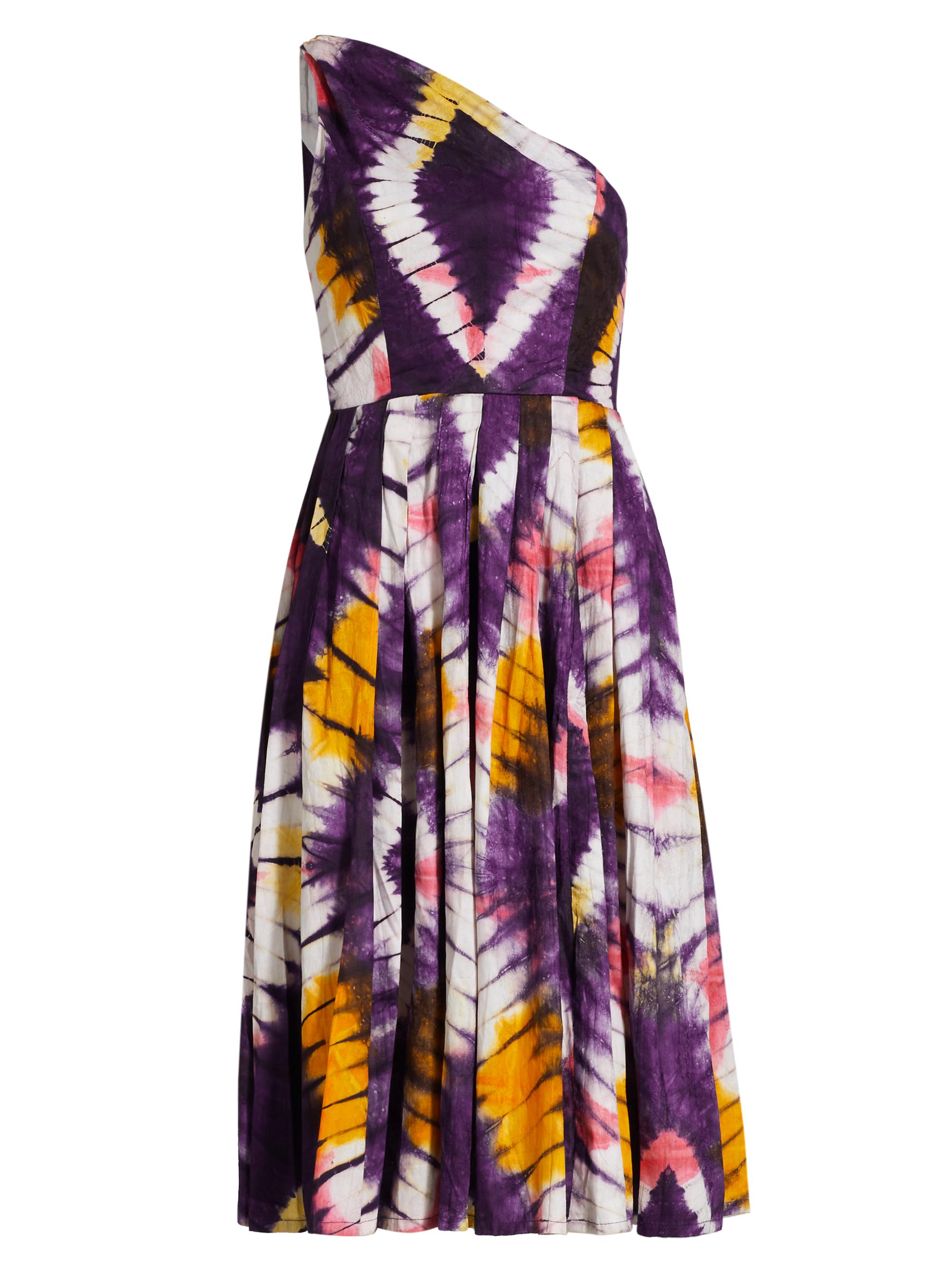 Busayo Women's Owo One-Shoulder Tie-Dye Midi Dress - Multicolored