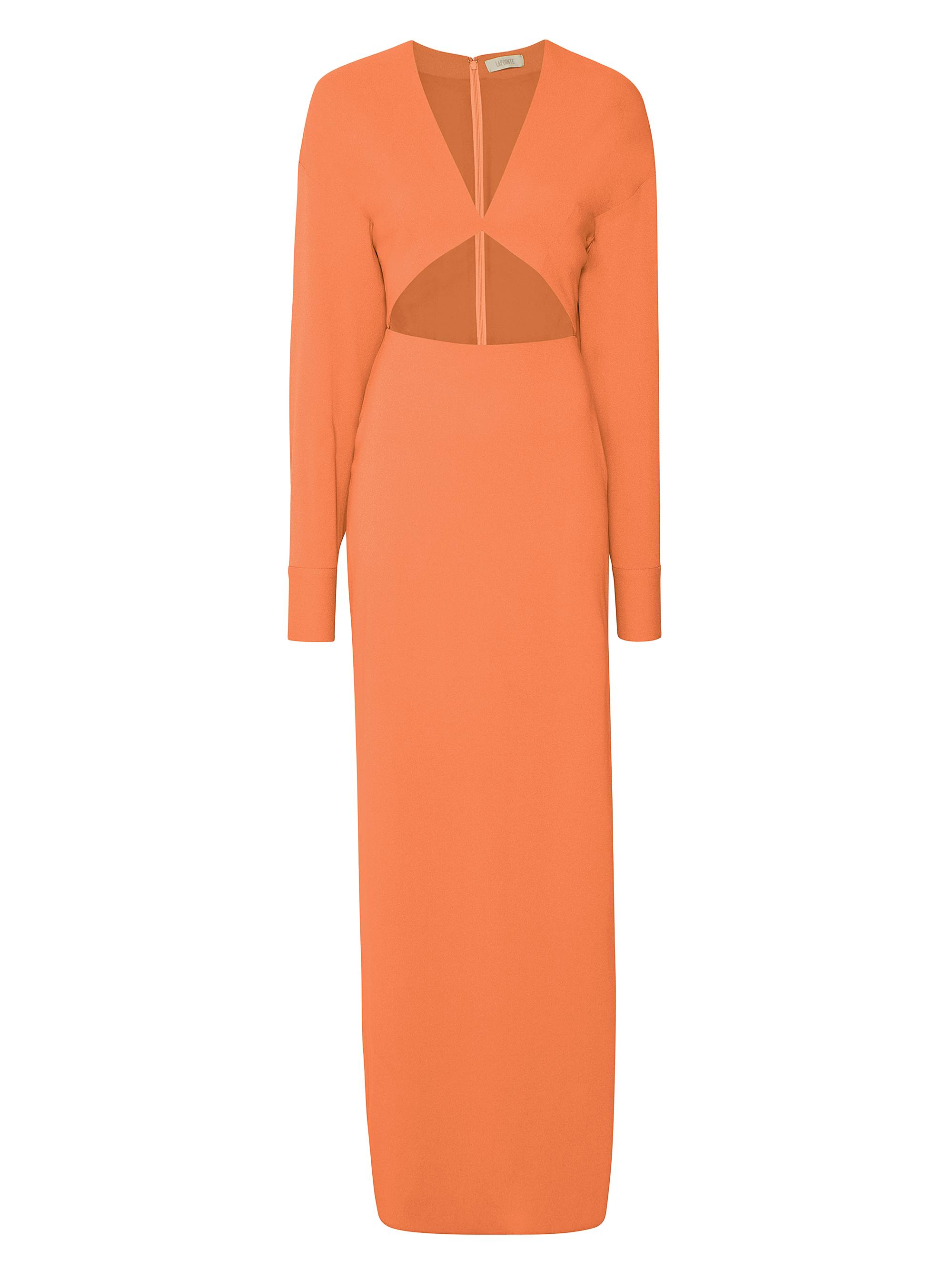 LaPointe Women's Pebble Crepe Cut-Out Dress - Coral