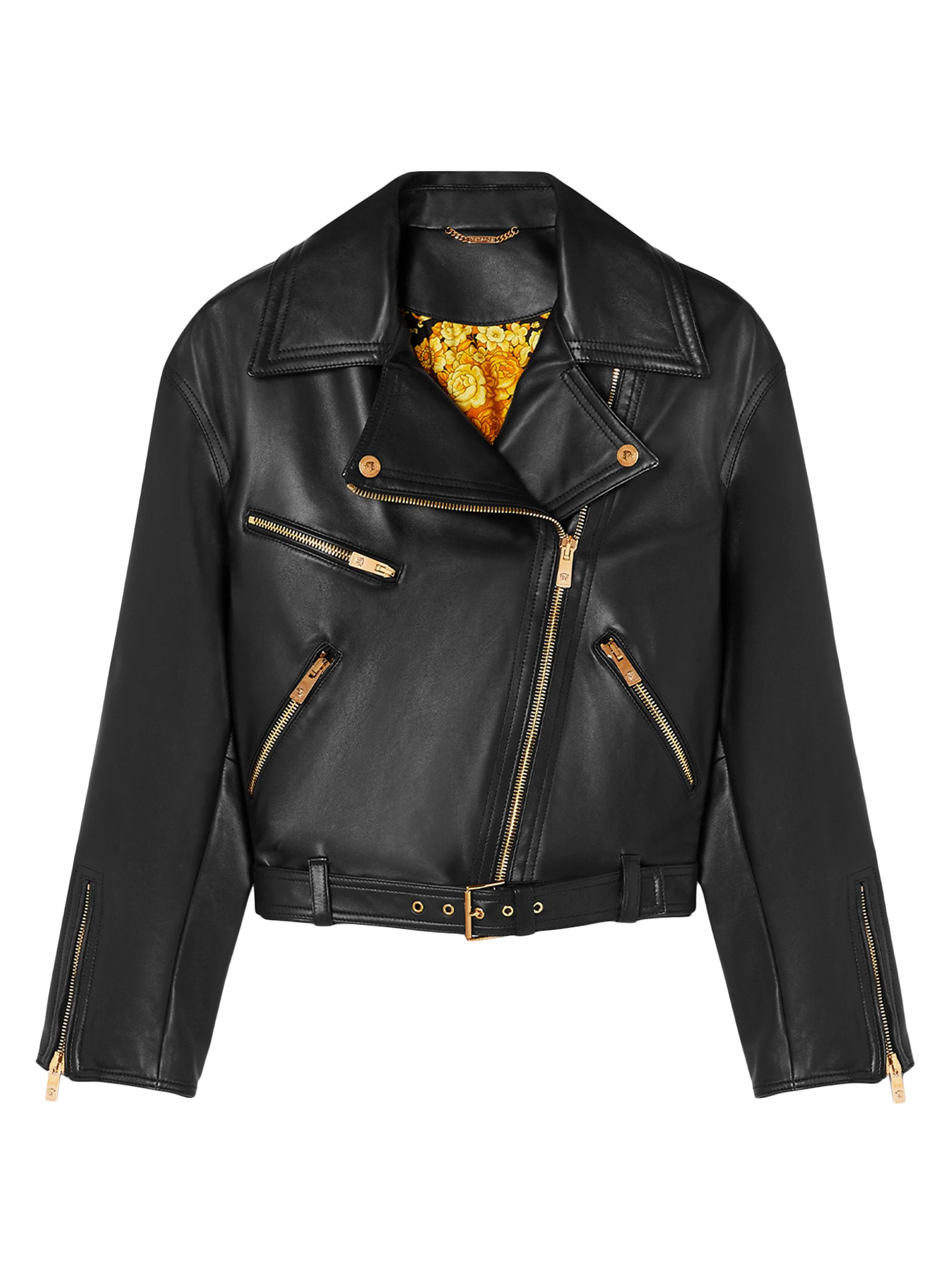 Versace Women's Leather Biker Jacket - Black - Women's Clothing