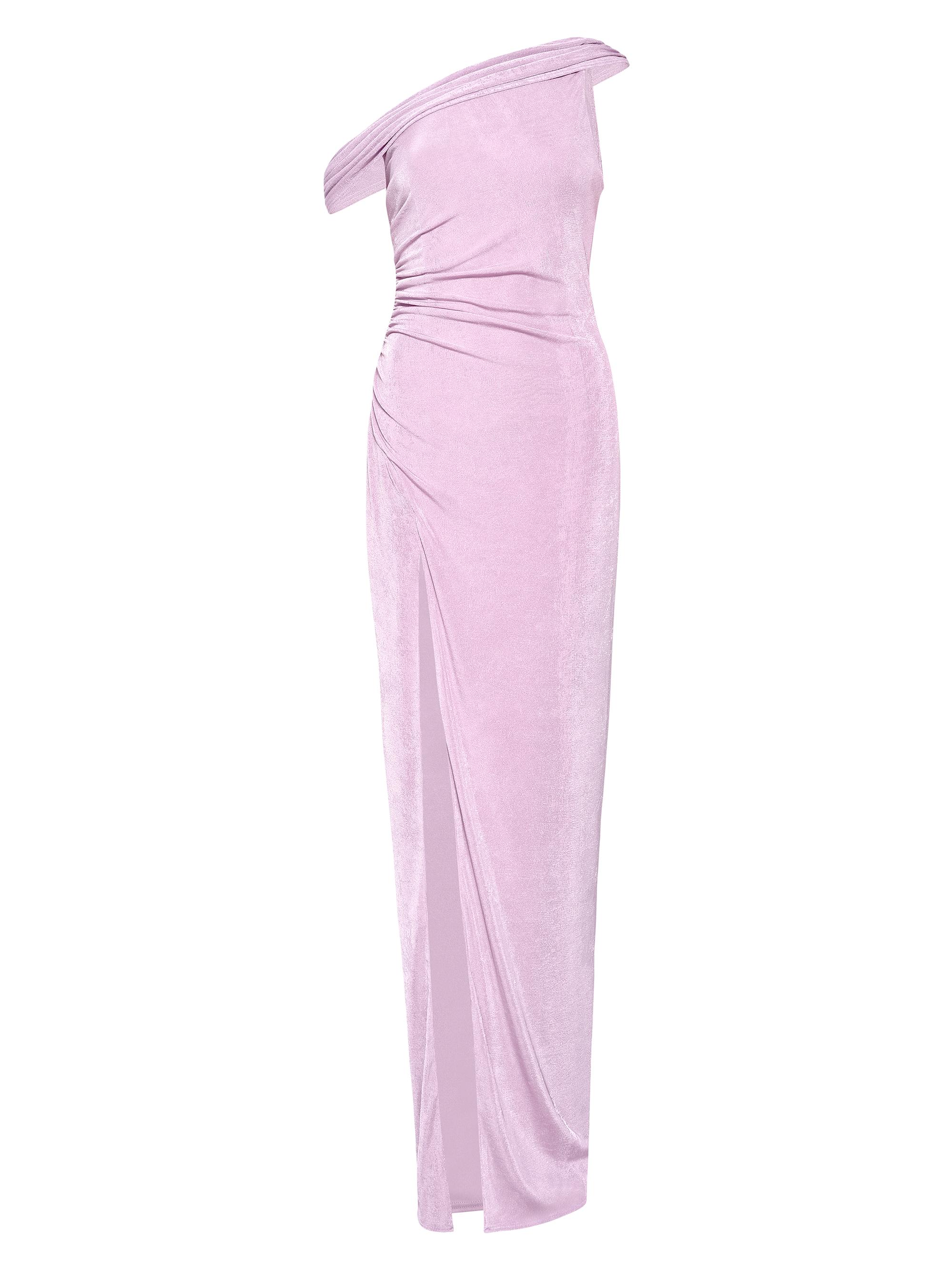 Katie May Women's Rhea Asymmetric Shirred Jersey Gown - Lilac