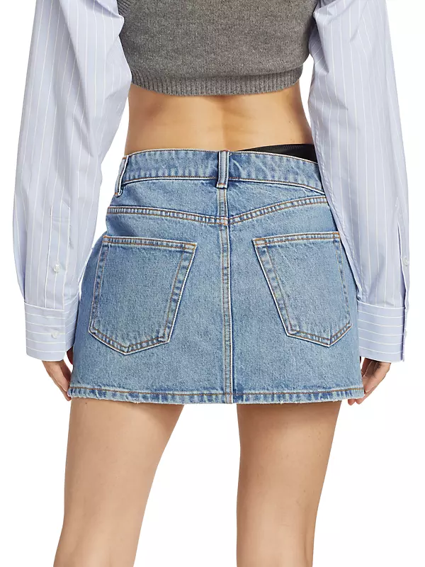 Denim Asymmetric Bikini Miniskirt
