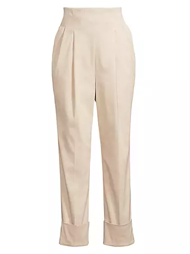 Pleated-Front High-Rise Chino Trousers