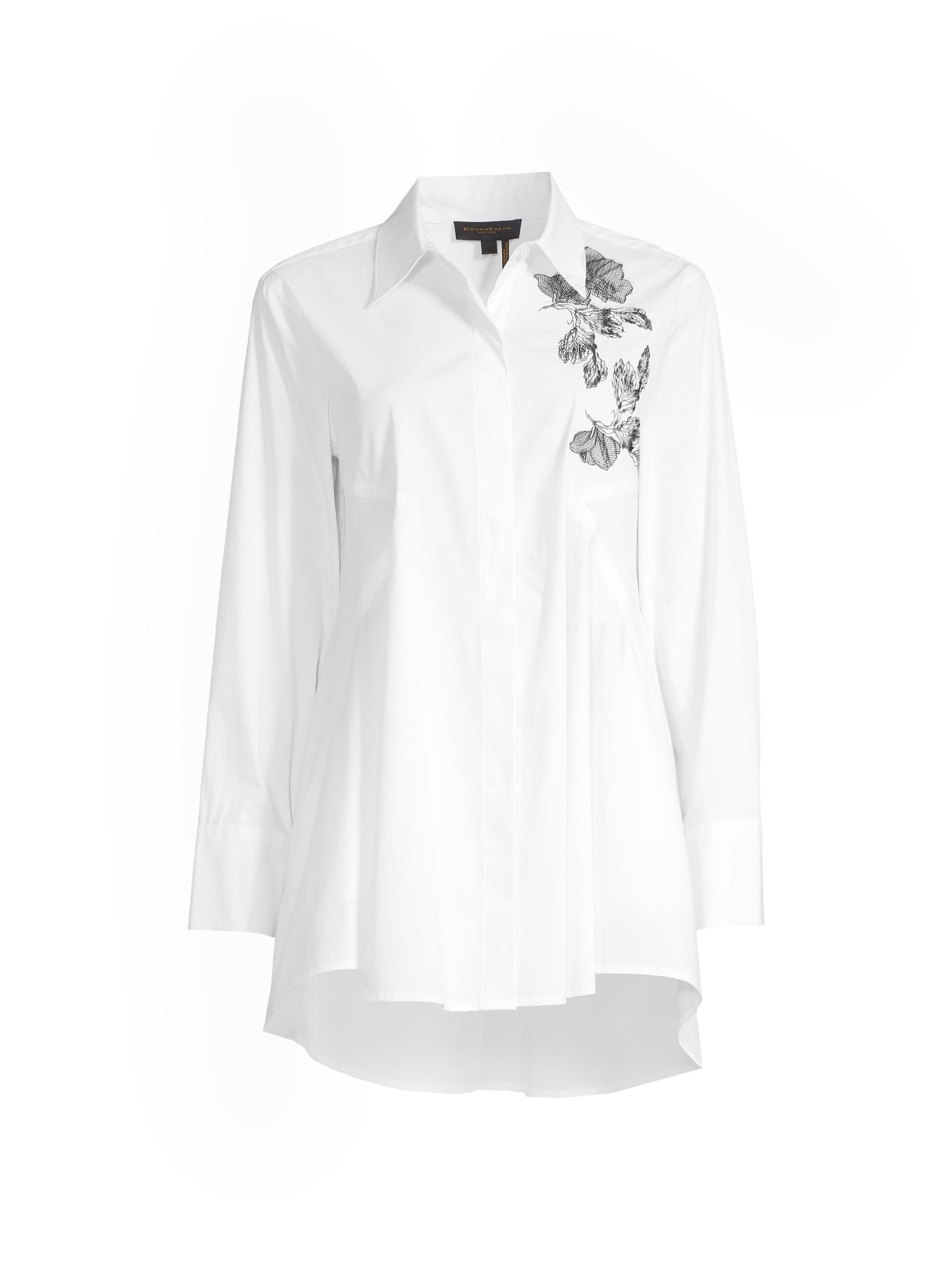 Donna Karan New York Women's Rustic Chic Graphic Tunic Shirt - White
