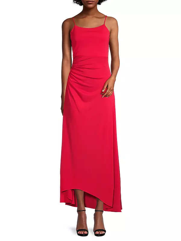 Rustic Chic Crepe Ruched Maxi Dress