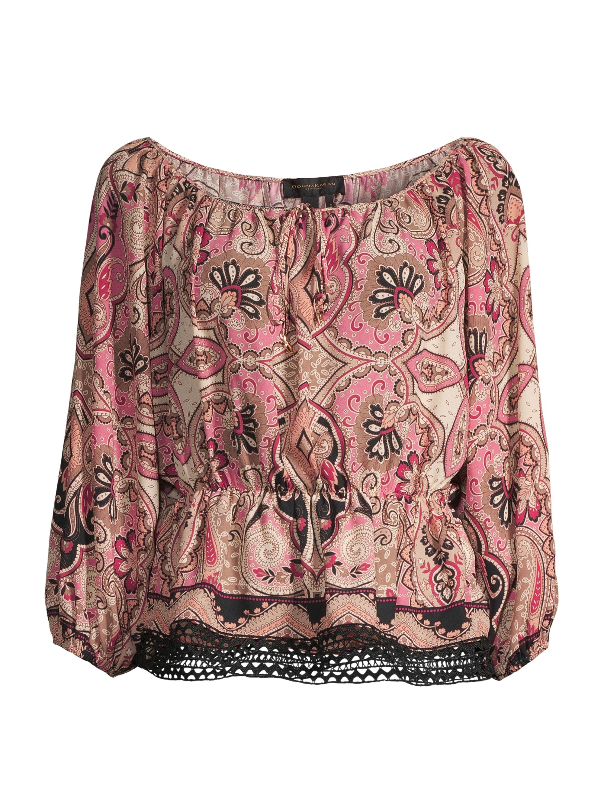 Donna Karan New York Women's Rustic Chic Georgette Poet Paisley Blouse